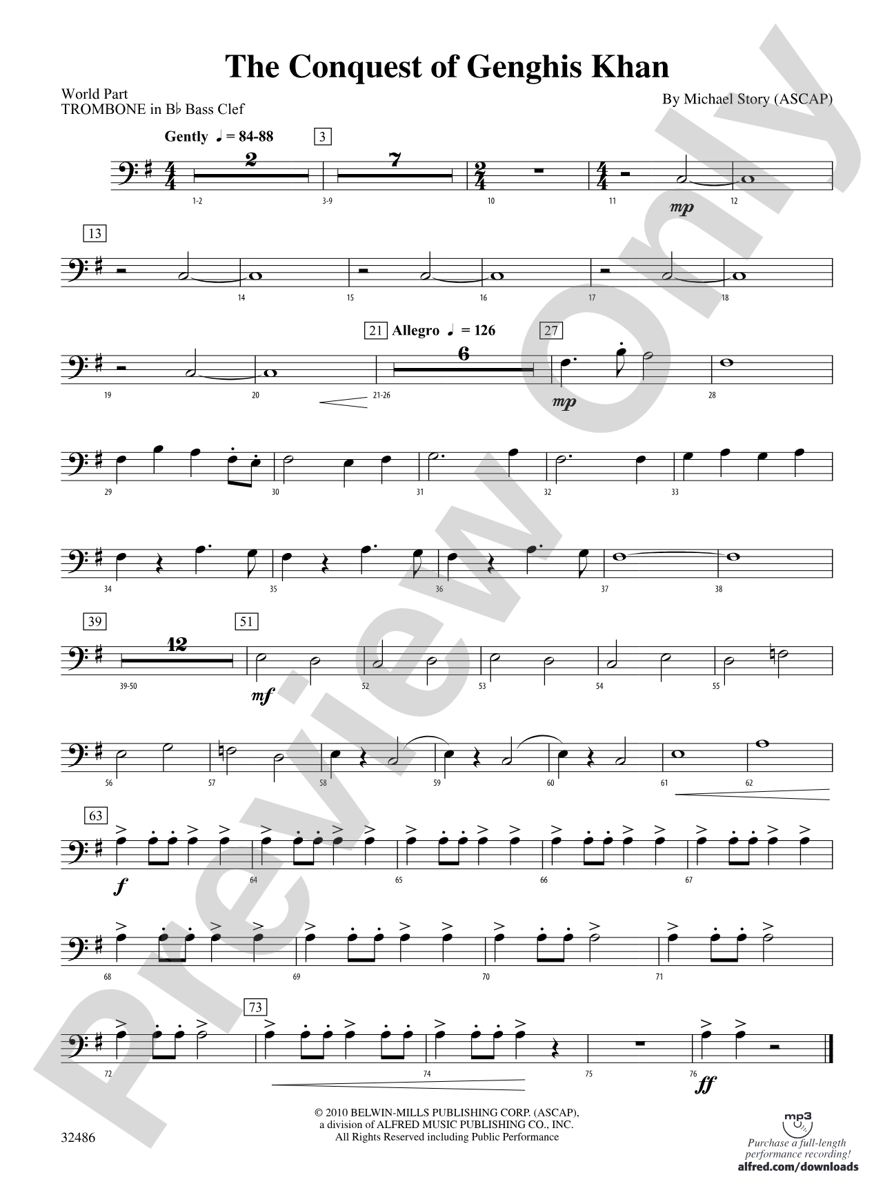 The Conquest of Genghis Khan: (wp) 1st B-flat Trombone B.C.