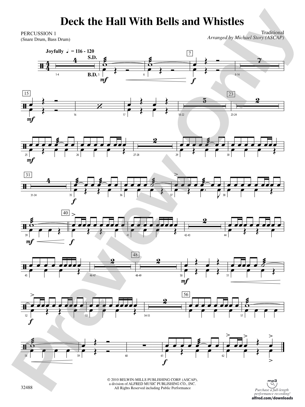 Deck the Hall with Bells and Whistles: 1st Percussion