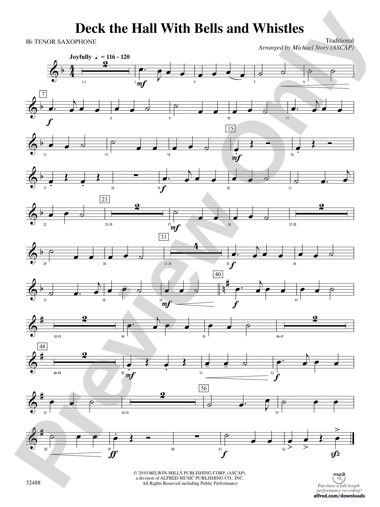 Deck the Hall with Bells and Whistles: B-flat Tenor Saxophone