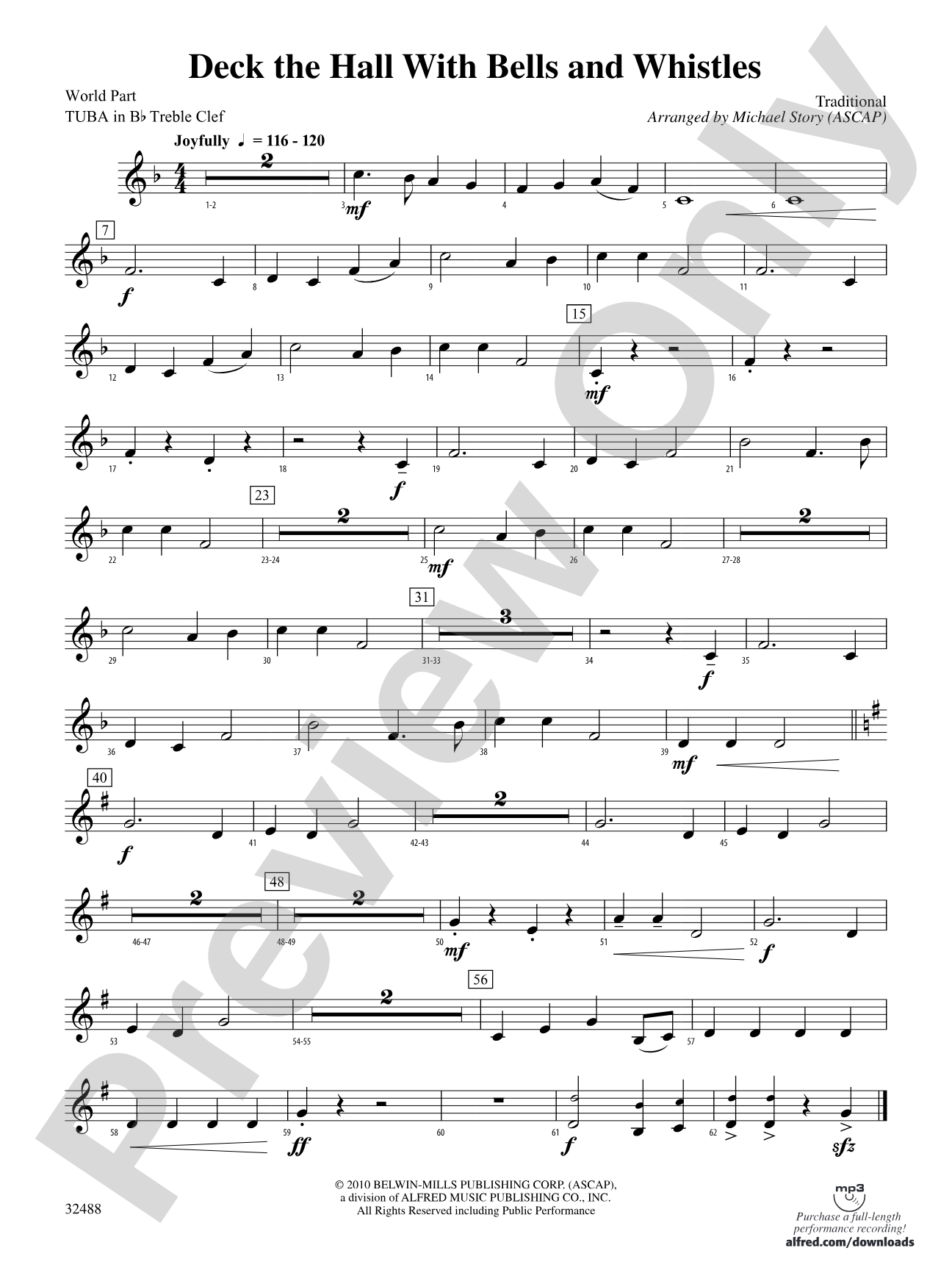 Deck the Hall with Bells and Whistles: (wp) B-flat Tuba T.C.