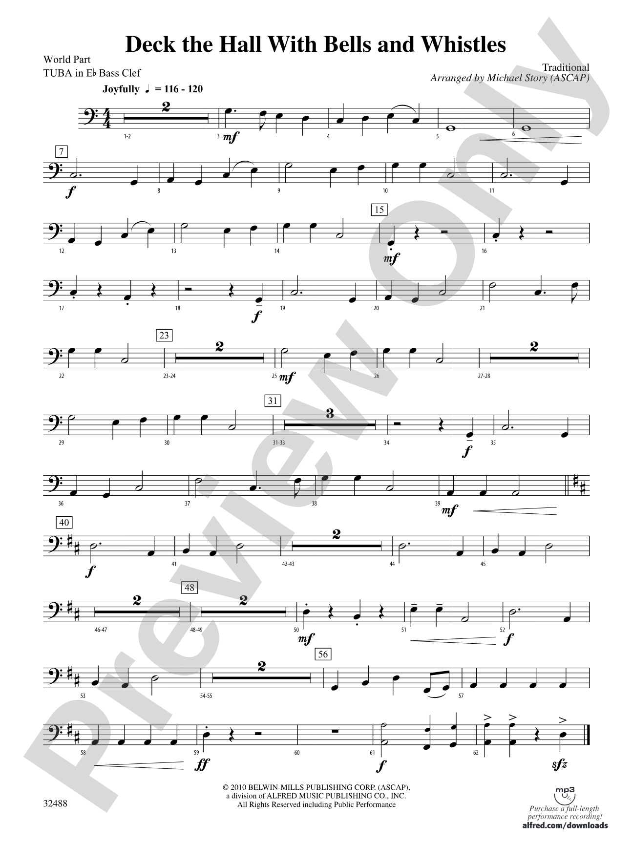 Deck the Hall with Bells and Whistles: (wp) E-flat Tuba B.C.