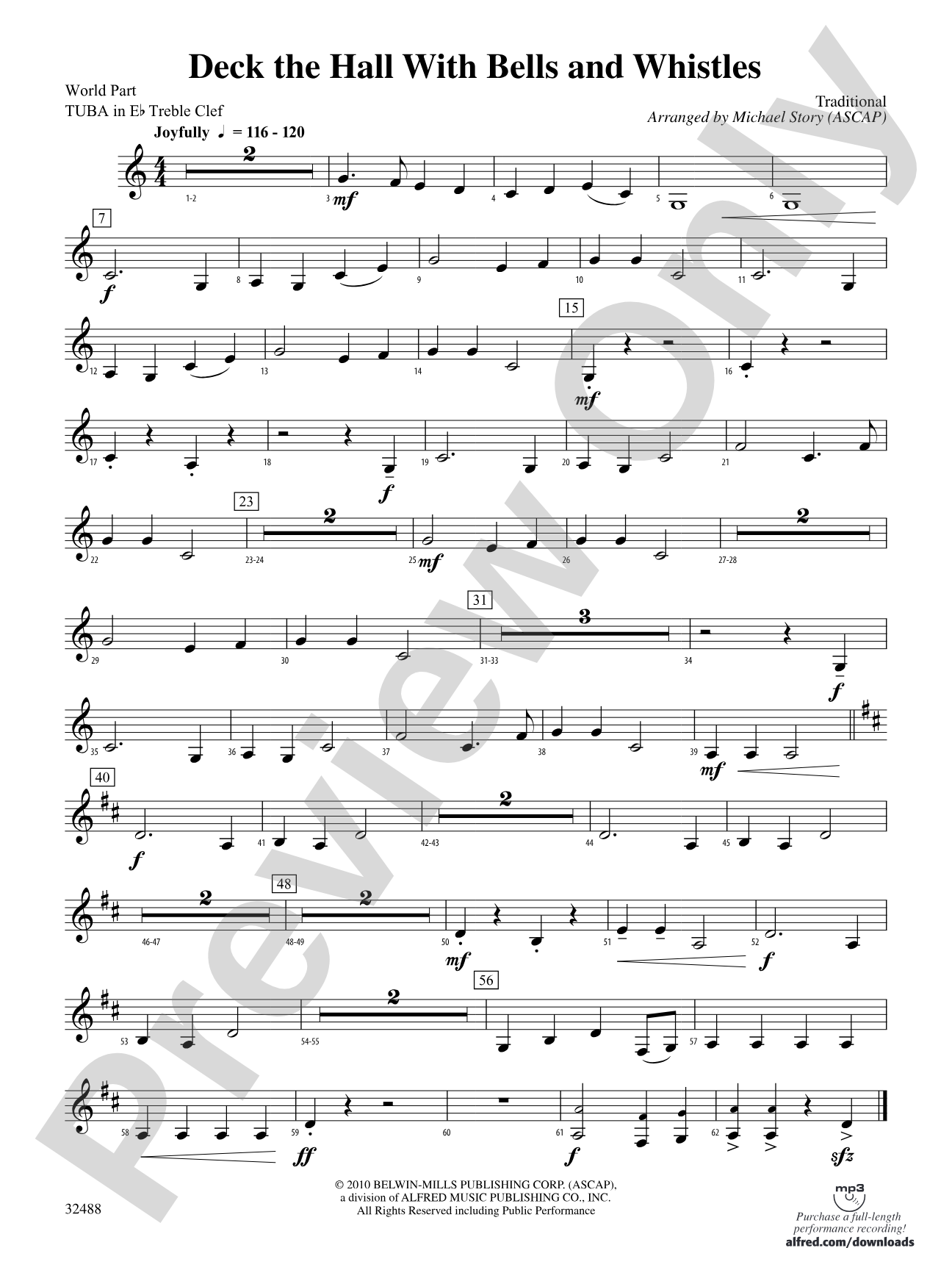 Deck the Hall with Bells and Whistles: (wp) E-flat Tuba T.C.