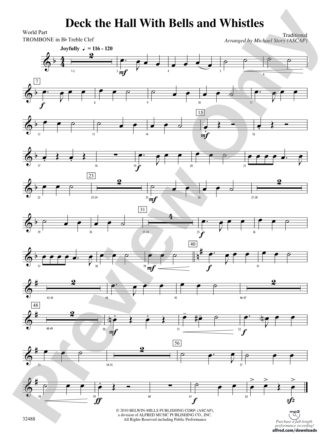 Deck the Hall with Bells and Whistles: (wp) 1st B-flat Trombone T.C.