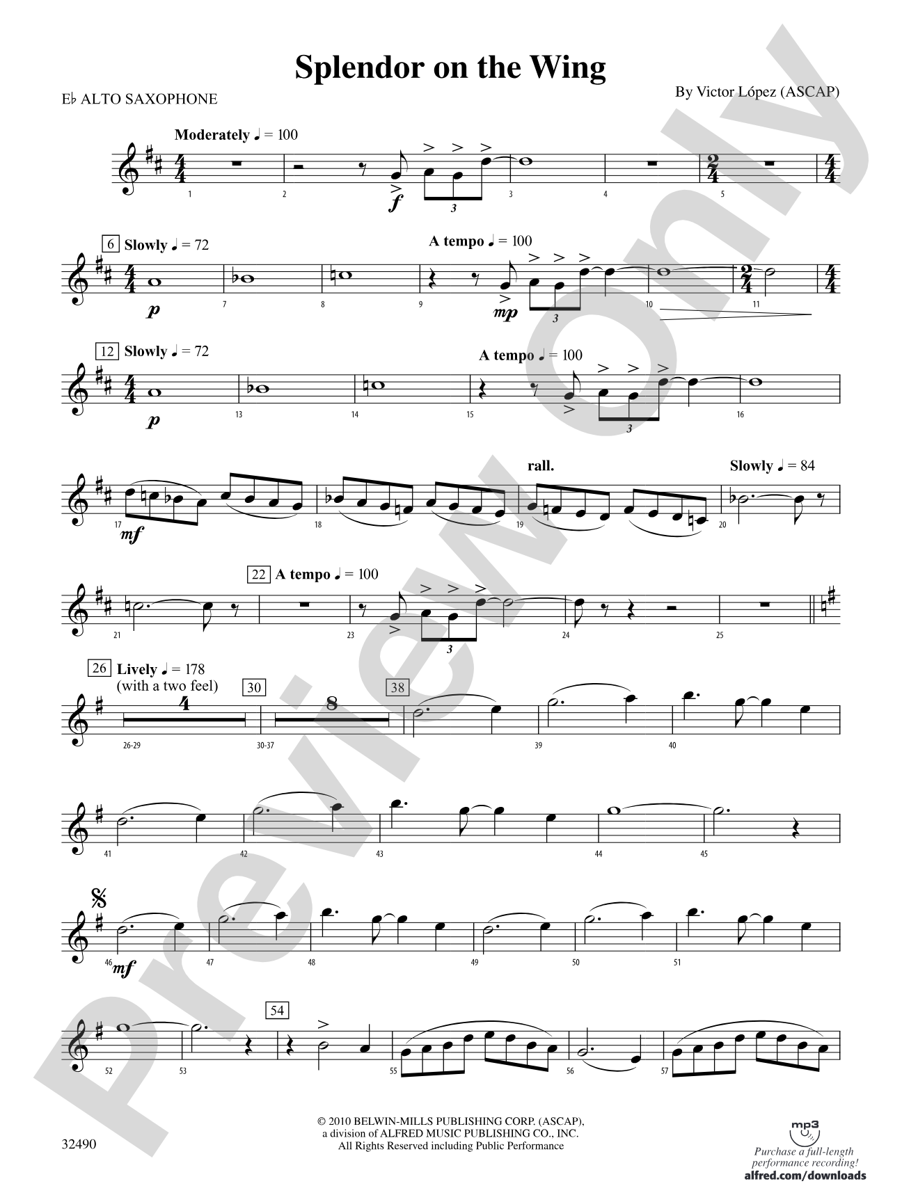 Splendor on the Wing: E-flat Alto Saxophone