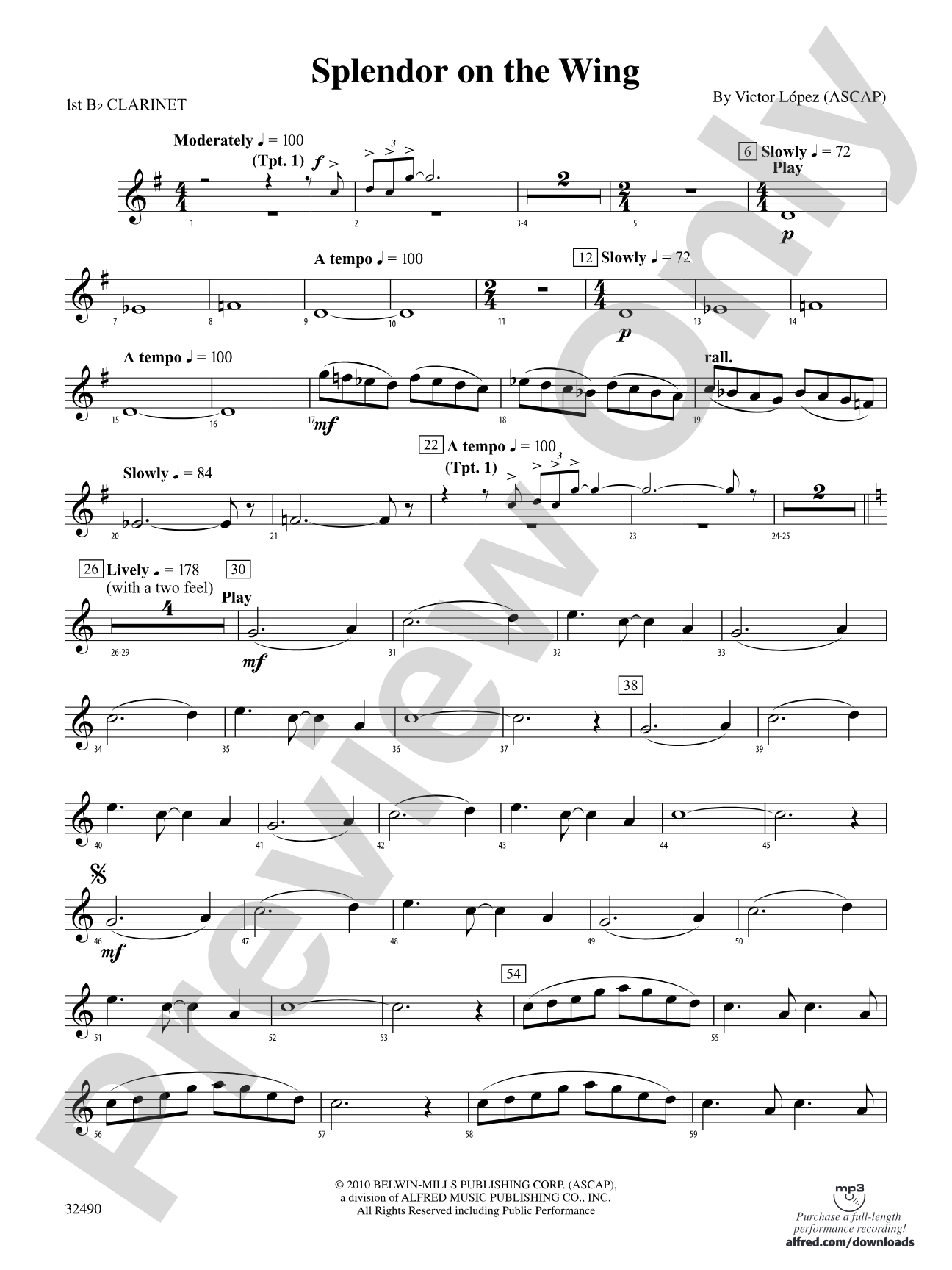 Splendor on the Wing: 1st B-flat Clarinet