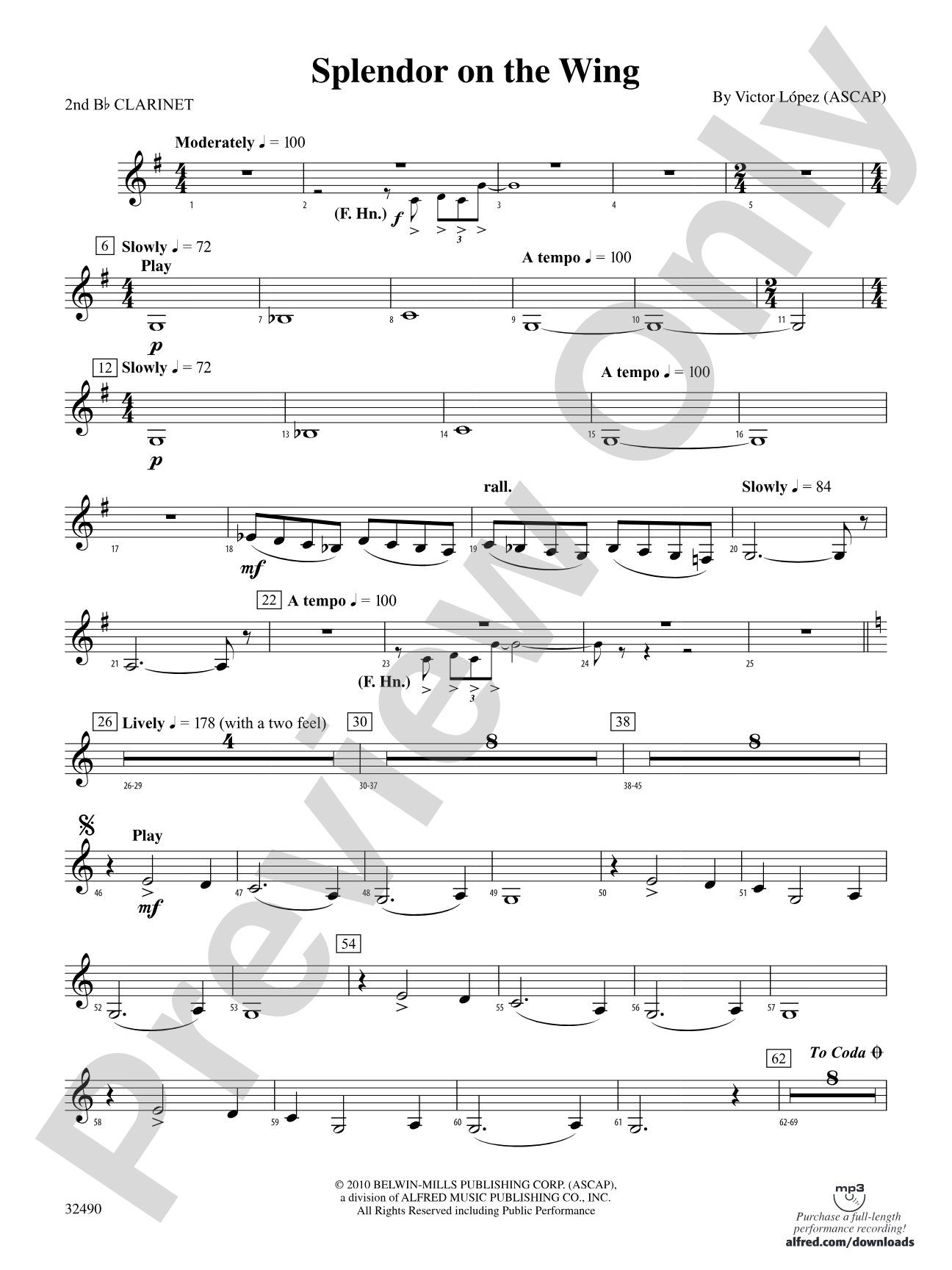Splendor on the Wing: 2nd B-flat Clarinet