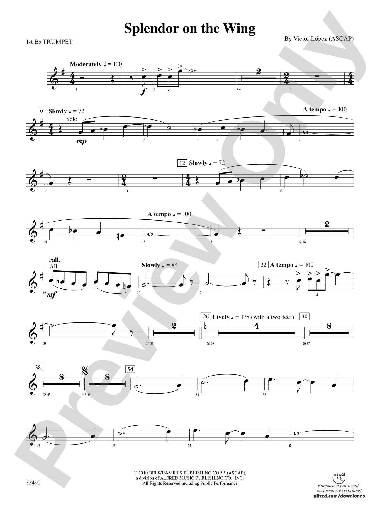 Splendor on the Wing: 1st B-flat Trumpet