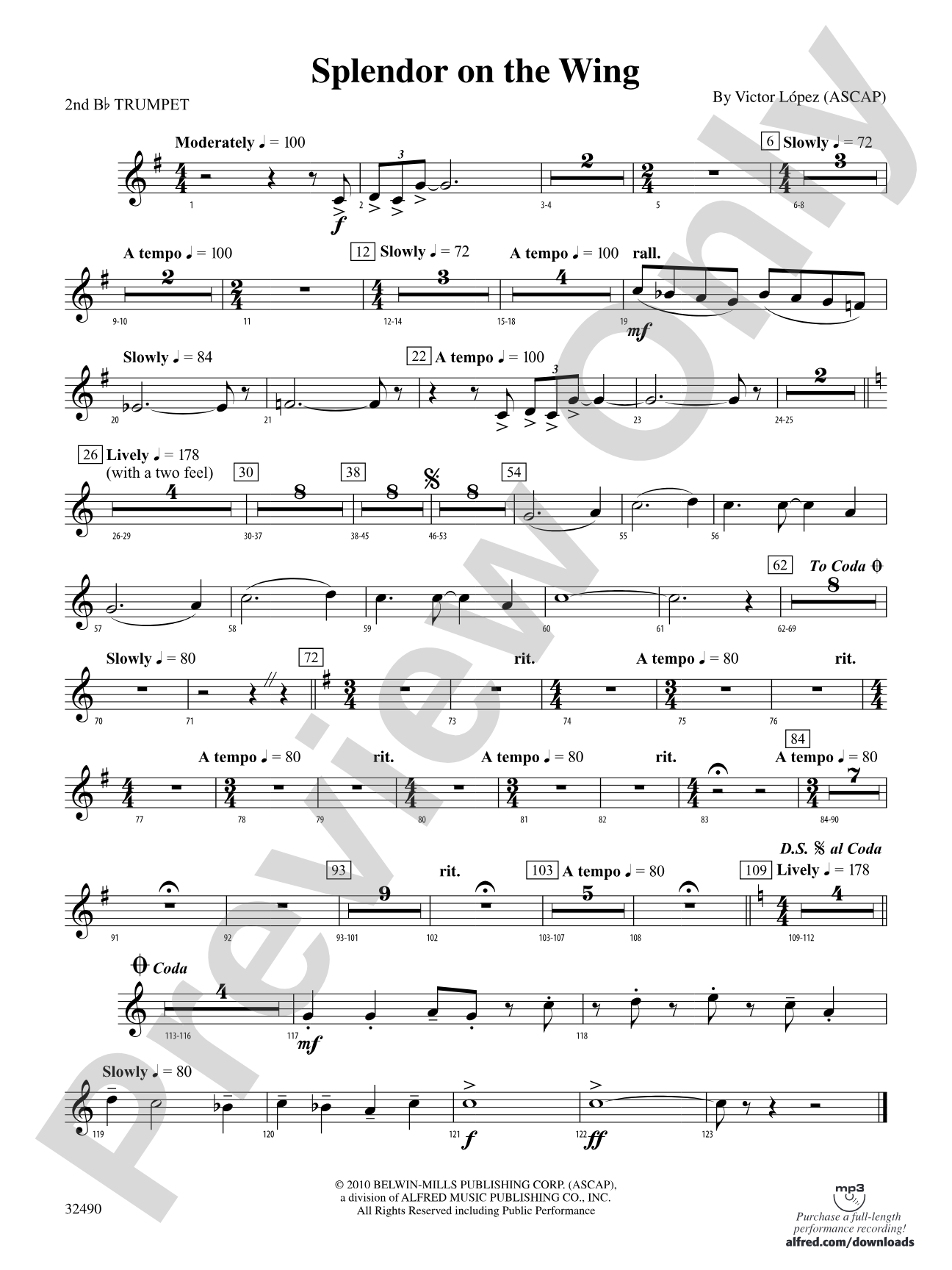 Splendor on the Wing: 2nd B-flat Trumpet