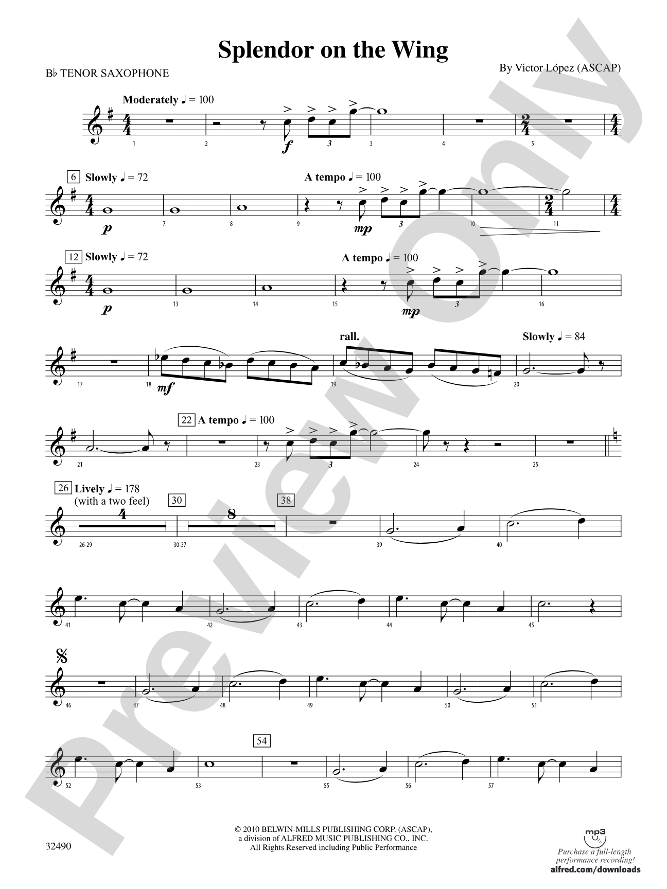 Splendor on the Wing: B-flat Tenor Saxophone