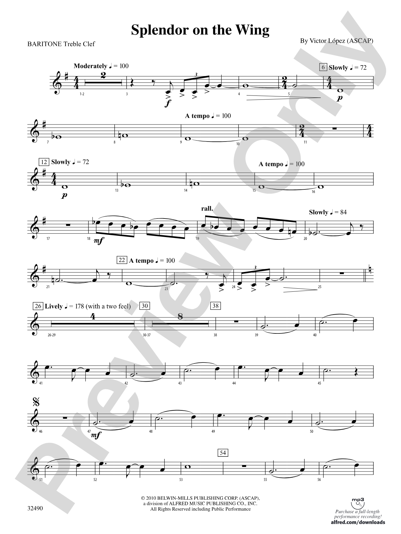 Splendor on the Wing: (wp) Baritone T.C.