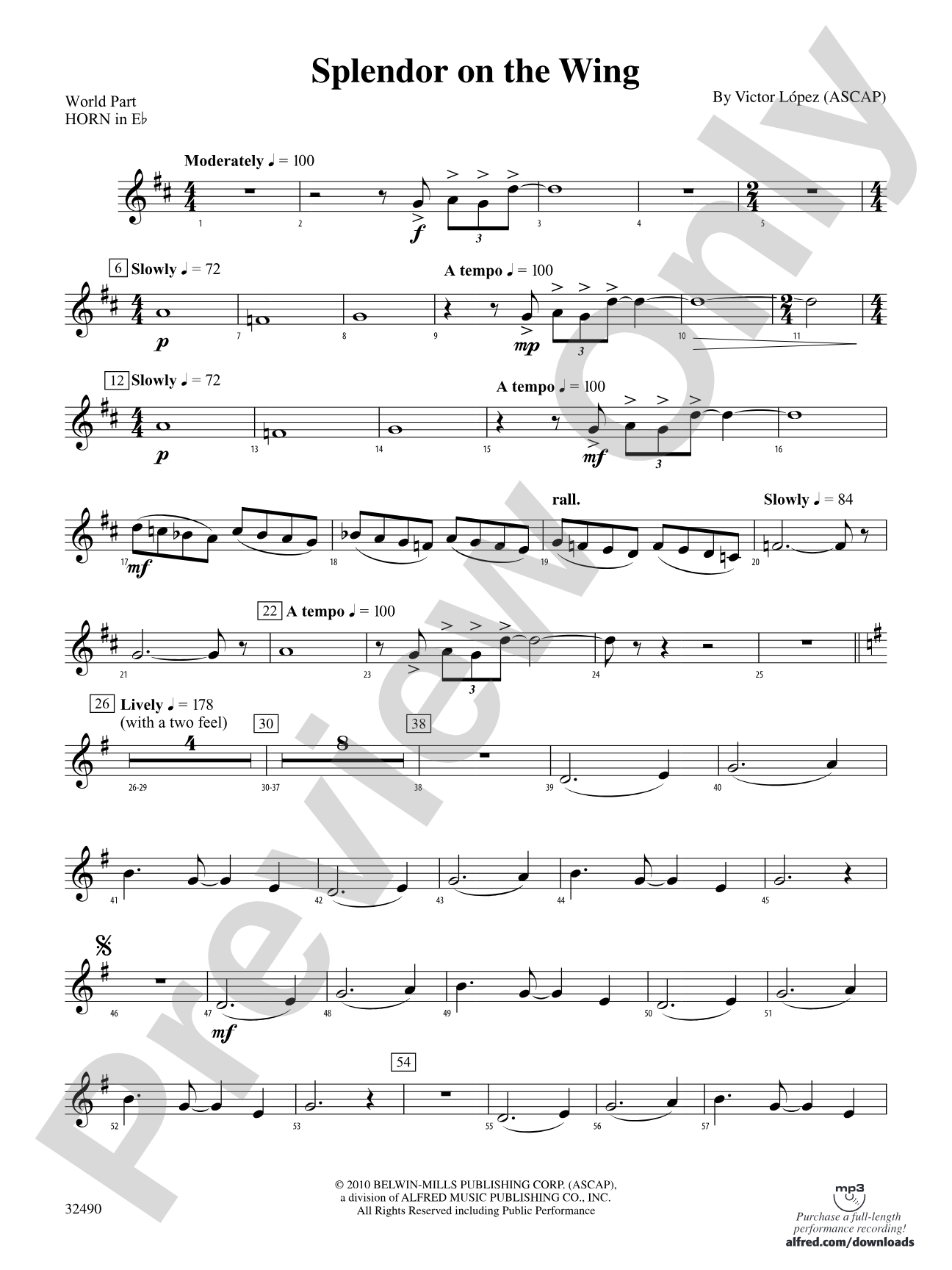 Splendor on the Wing: (wp) 1st Horn in E-flat