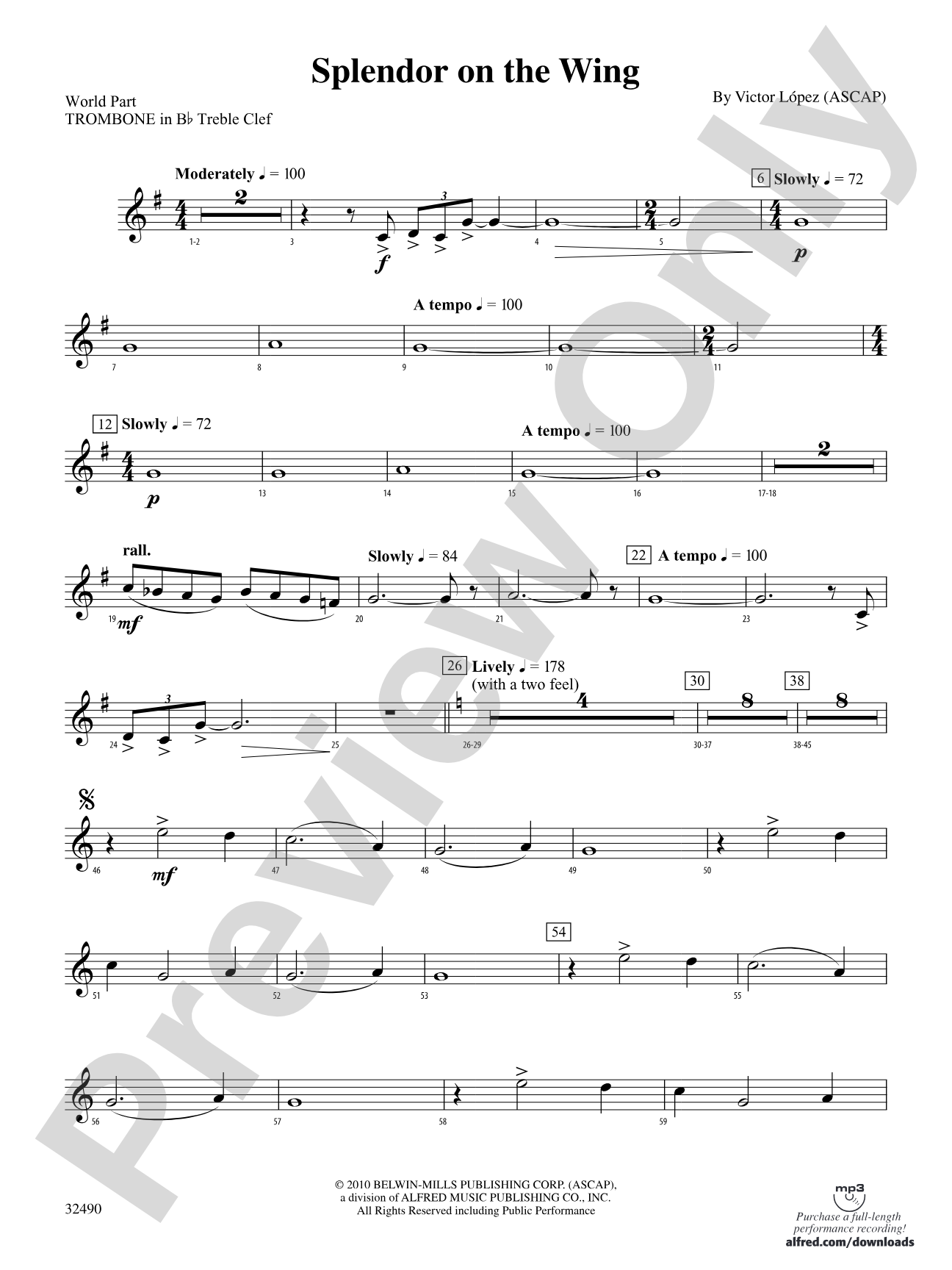 Splendor on the Wing: (wp) 1st B-flat Trombone T.C.