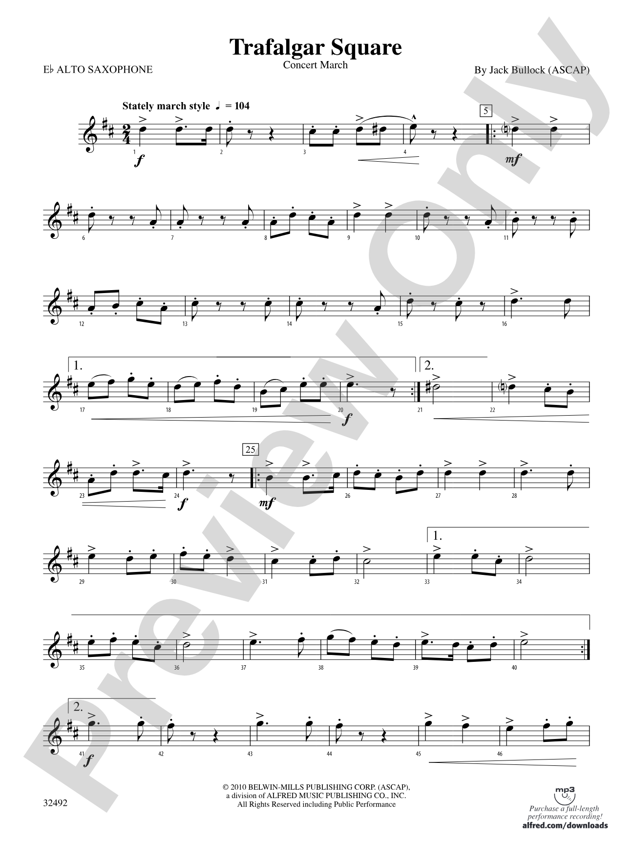 Trafalgar Square: E-flat Alto Saxophone