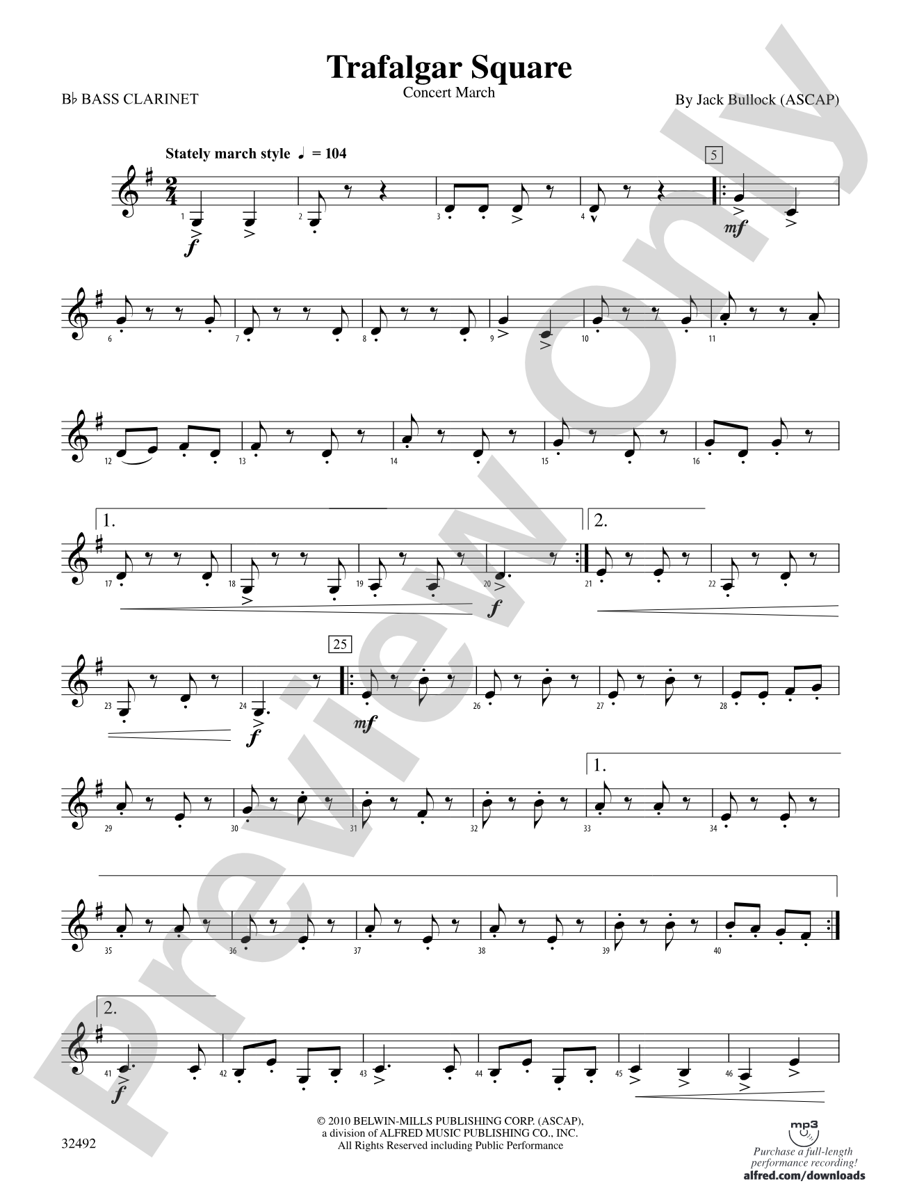 Trafalgar Square: B-flat Bass Clarinet