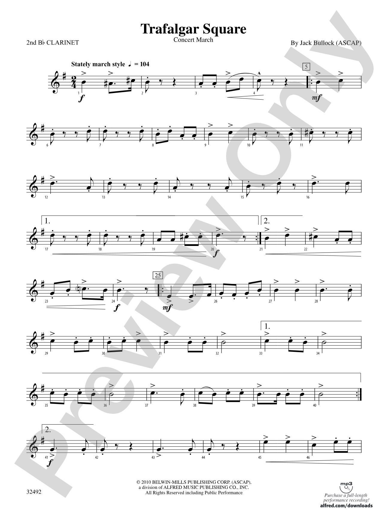 Trafalgar Square: 2nd B-flat Clarinet