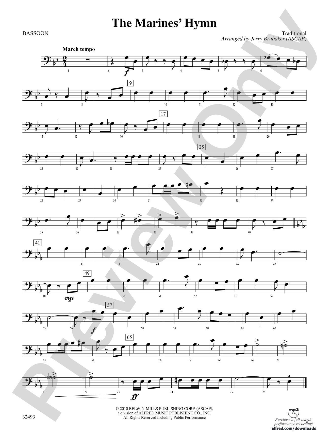 The Marines' Hymn: Bassoon