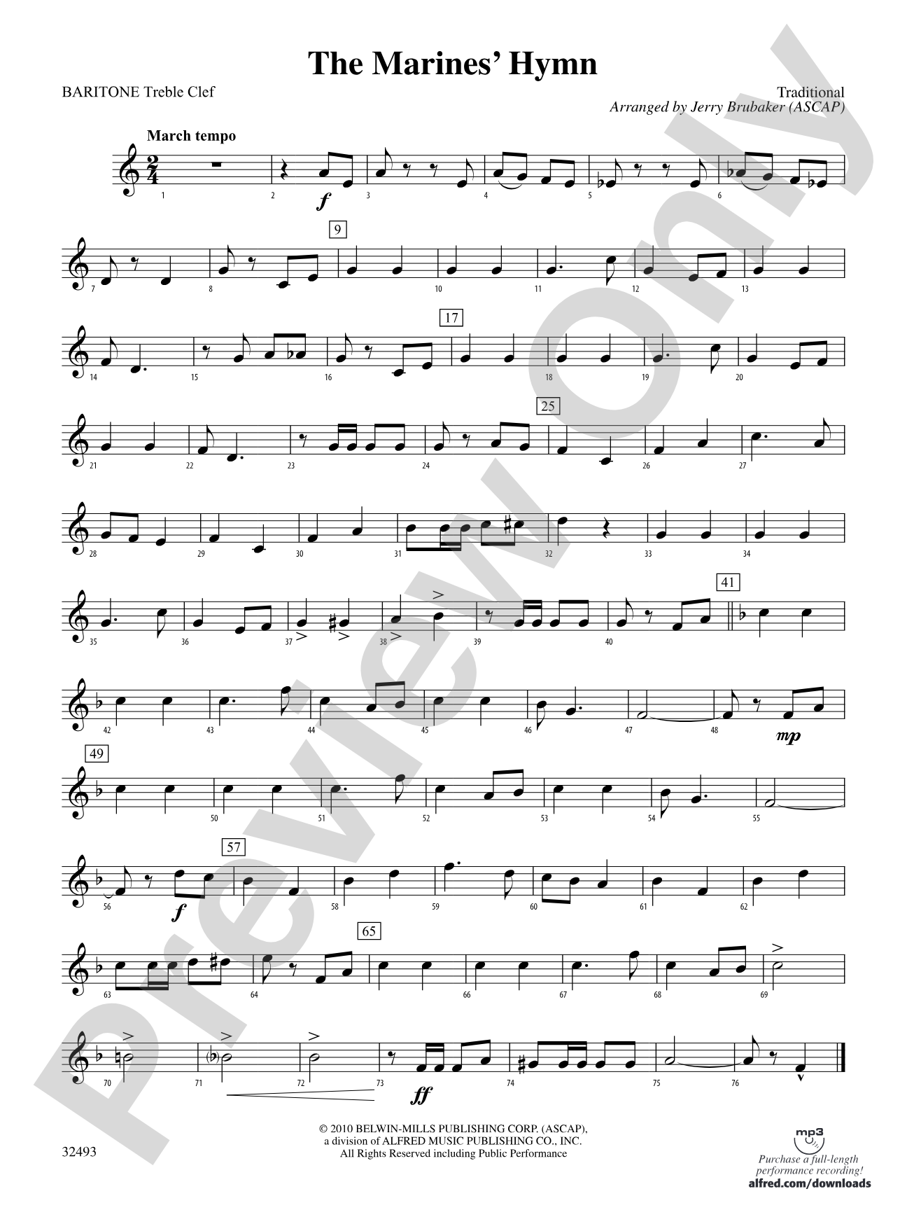 The Marines' Hymn: Baritone T.C.