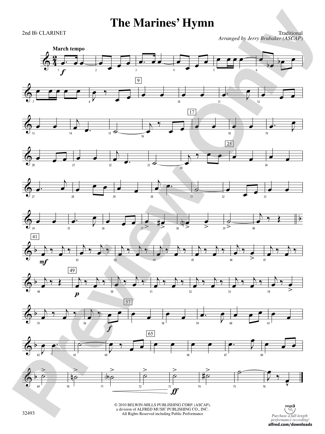 The Marines' Hymn: 2nd B-flat Clarinet