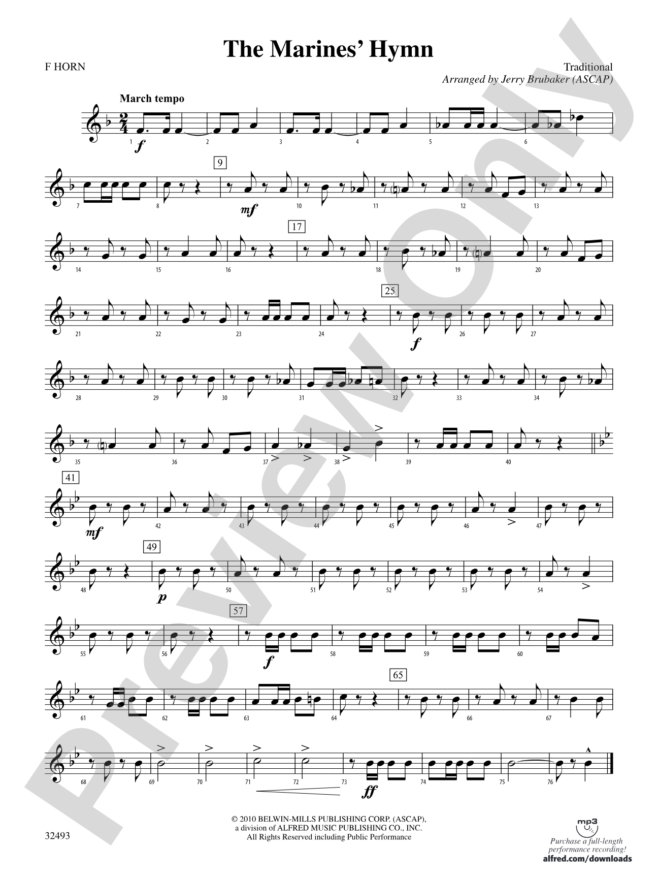 The Marines' Hymn: 1st F Horn