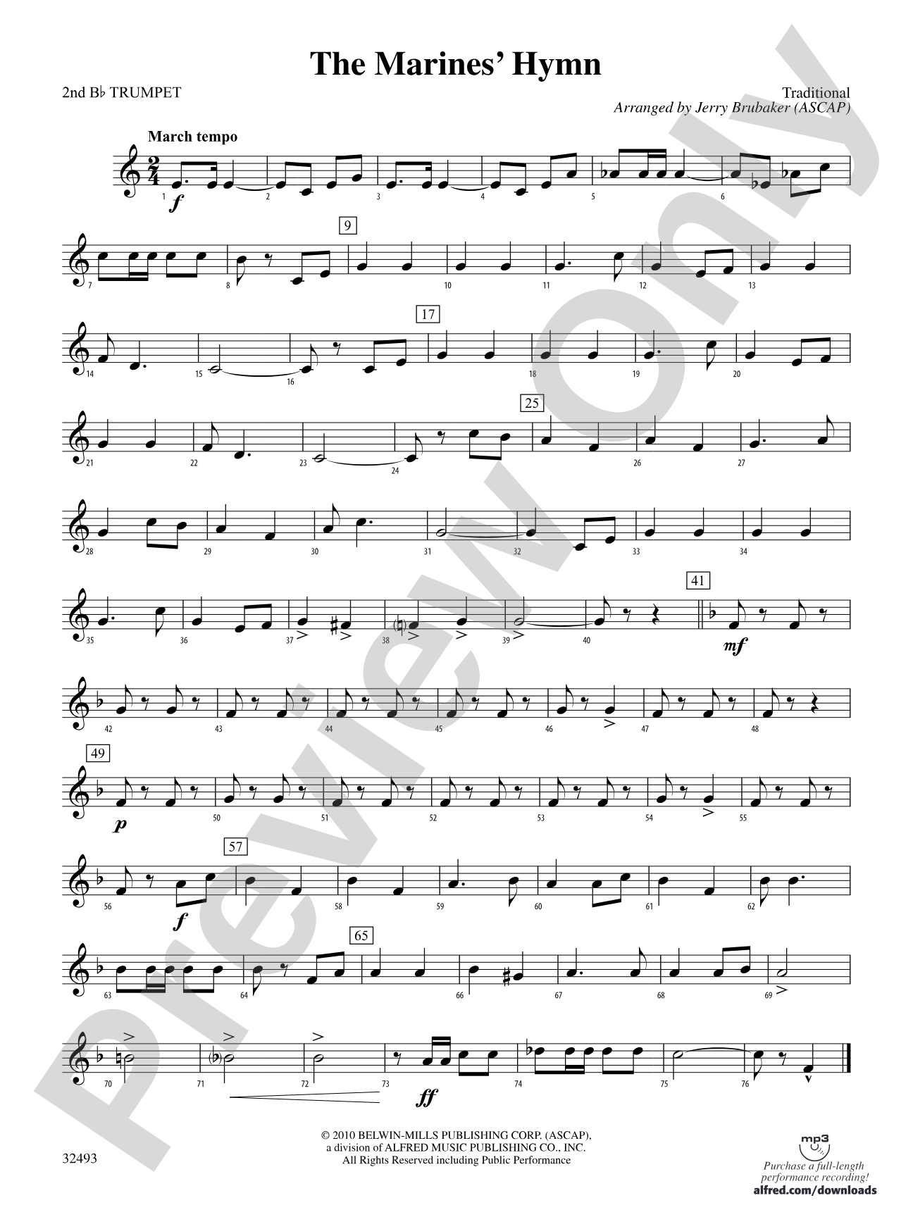 The Marines' Hymn: 2nd B-flat Trumpet