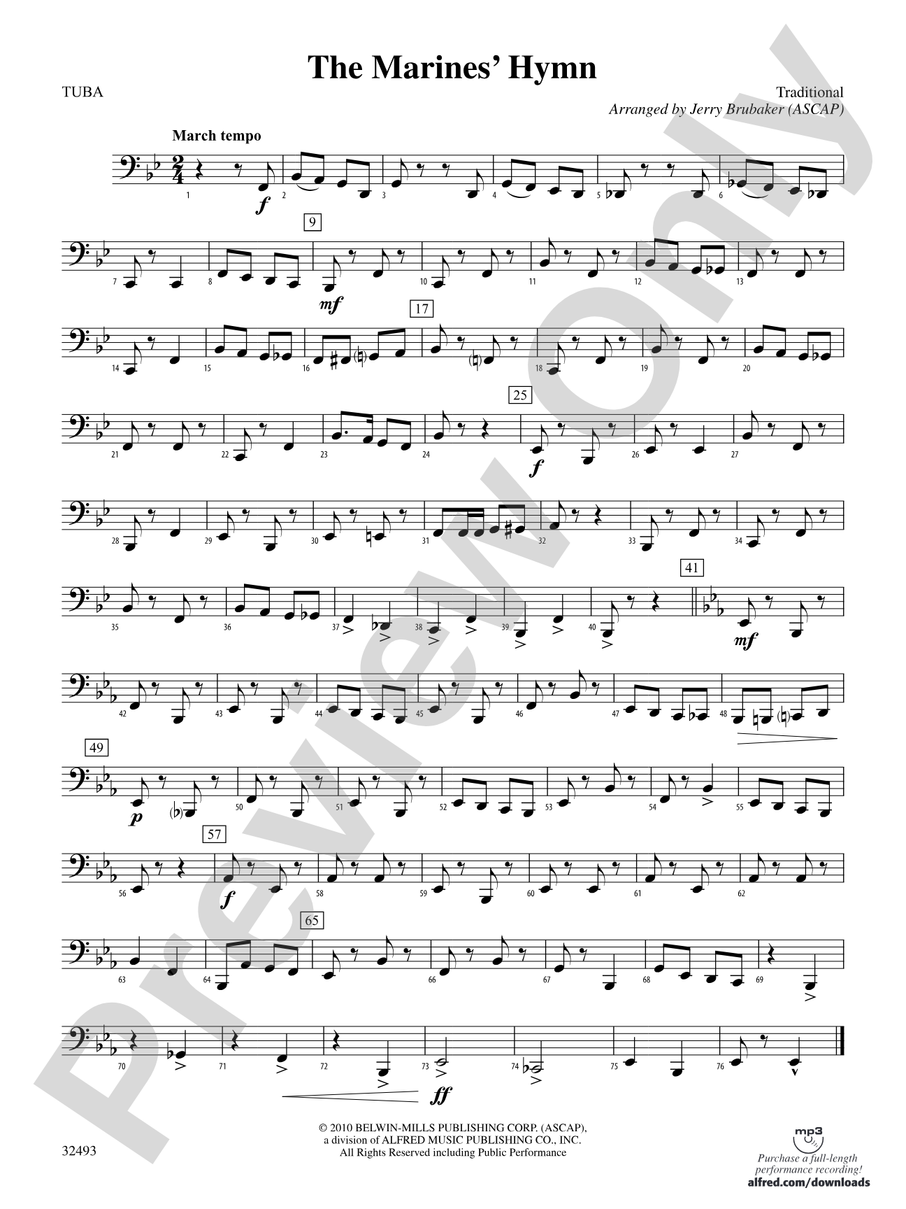 The Marines' Hymn: Tuba