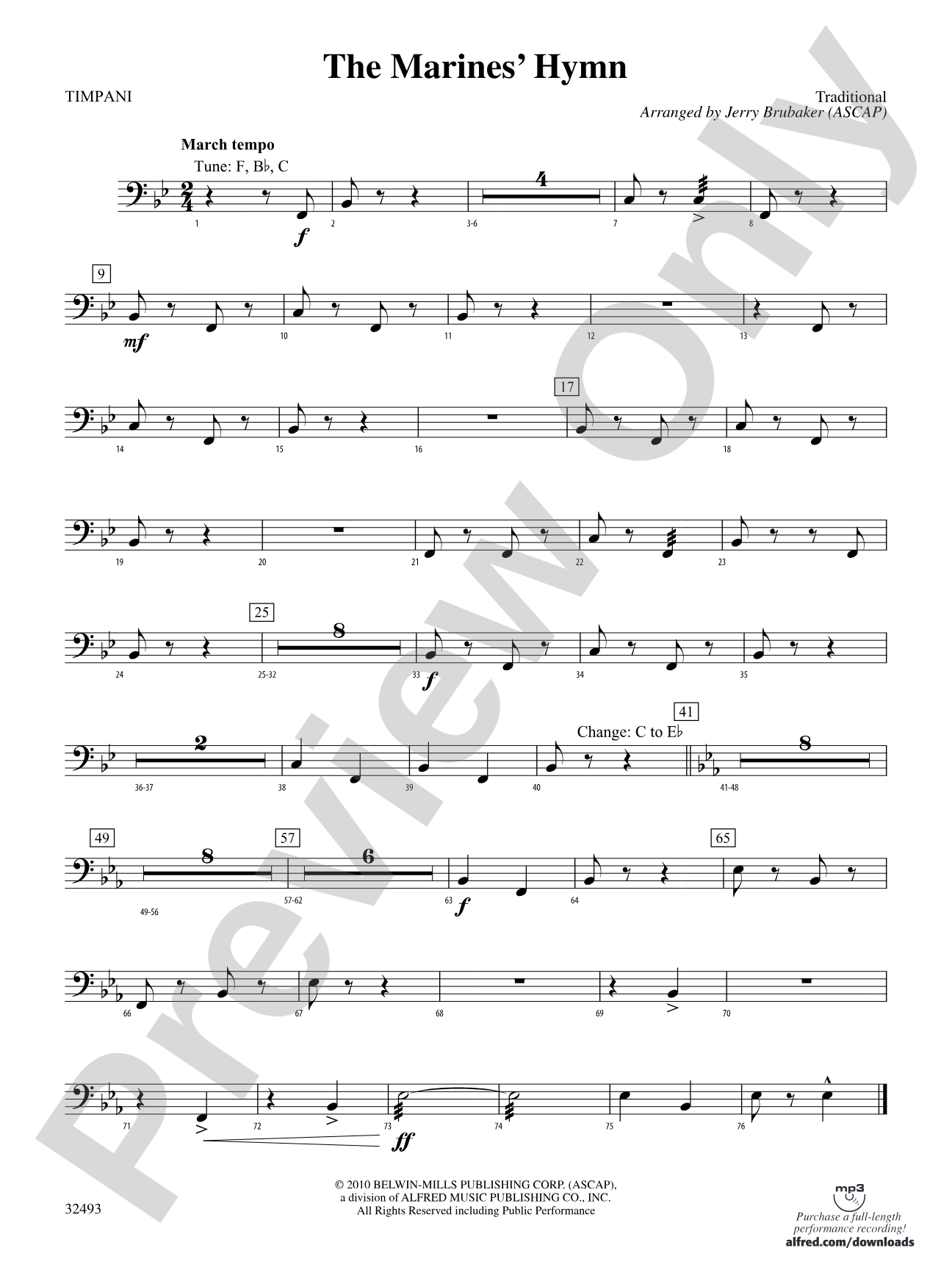 The Marines' Hymn: Timpani