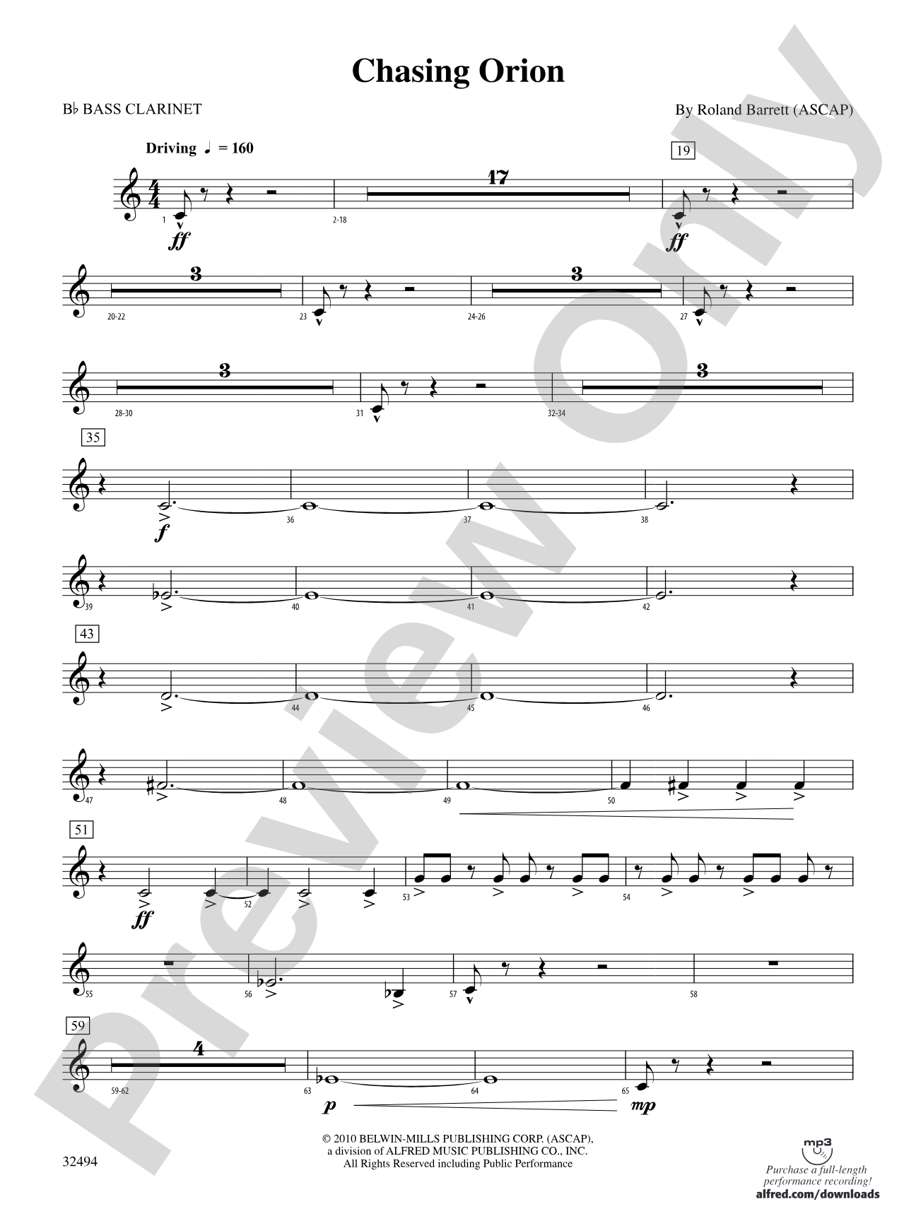 Chasing Orion: B-flat Bass Clarinet