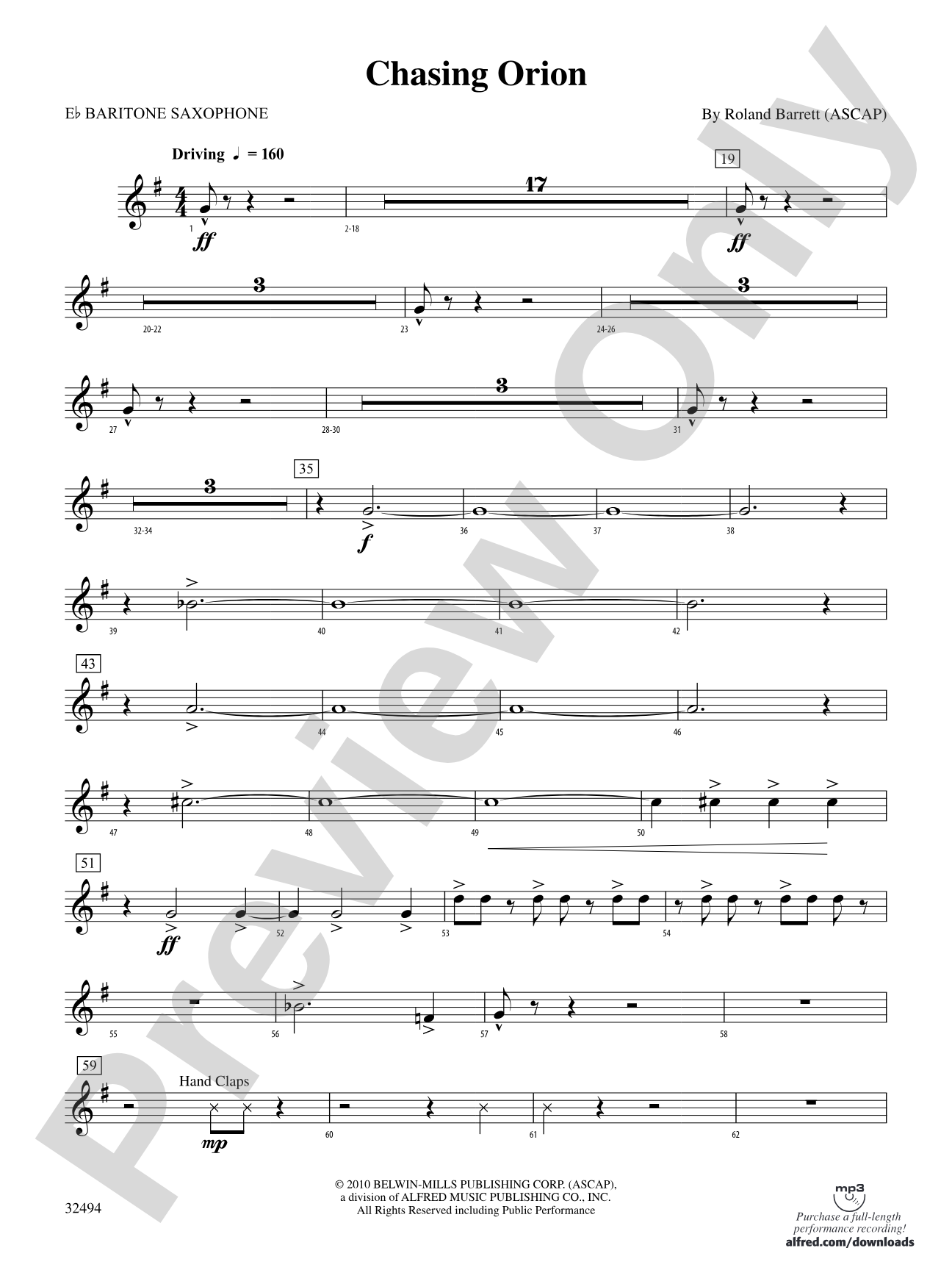 Chasing Orion: E-flat Baritone Saxophone