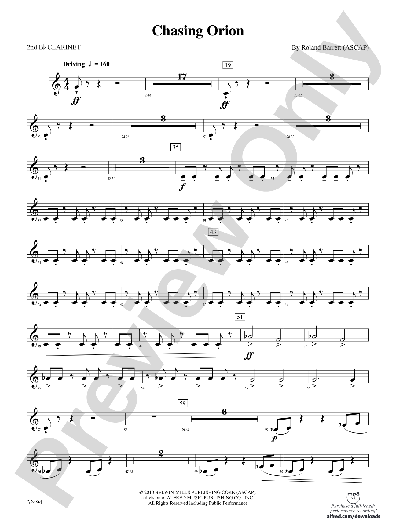 Chasing Orion: 2nd B-flat Clarinet