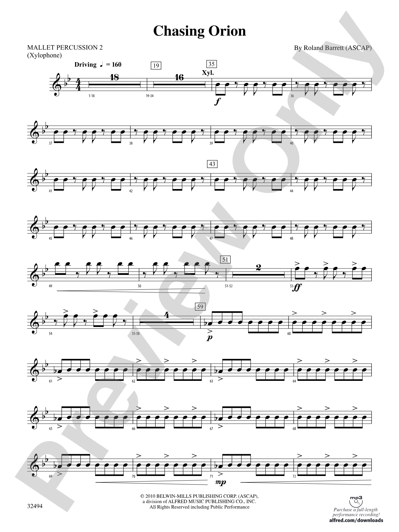 Chasing Orion: 2nd Mallet Percussion