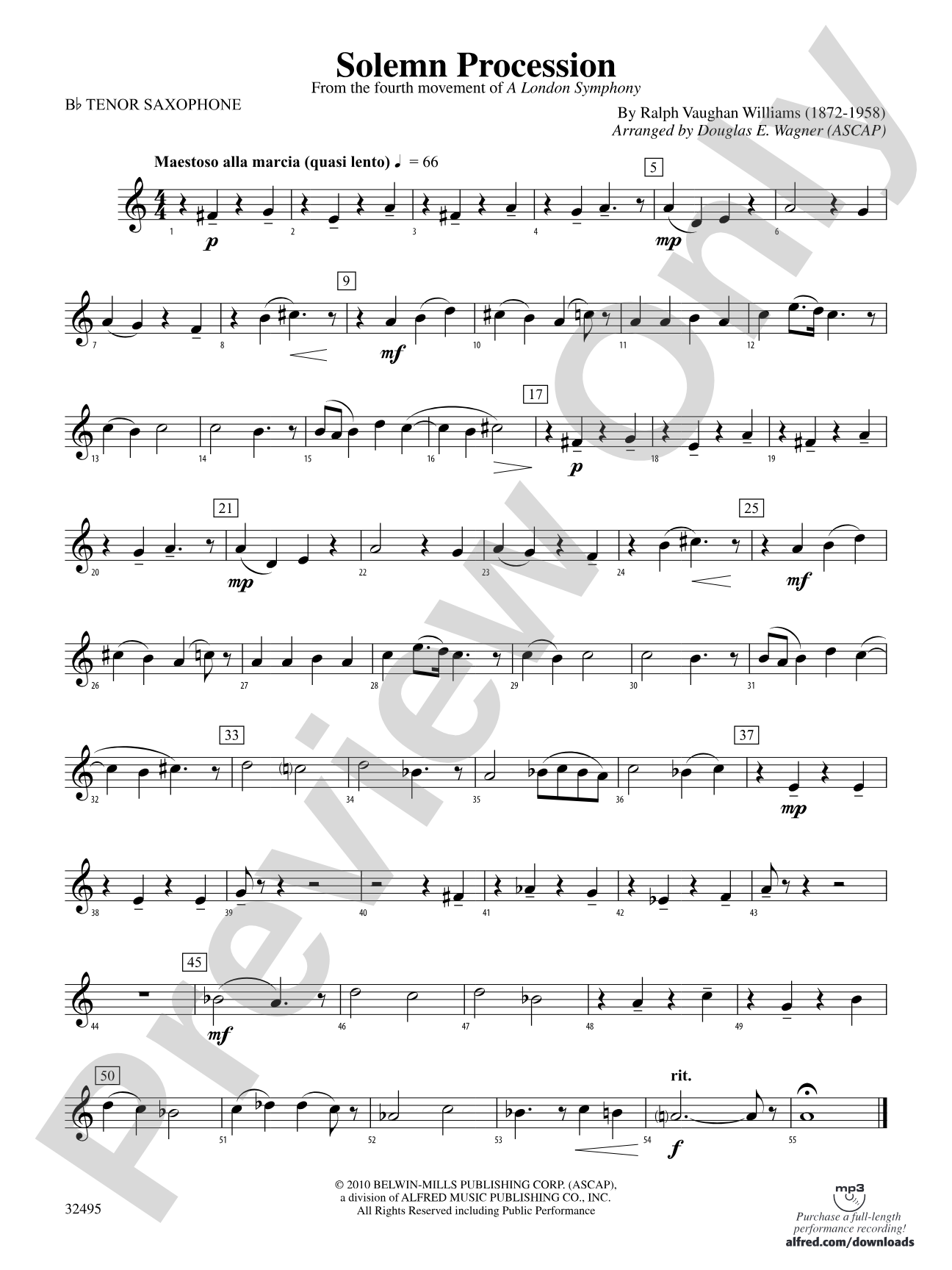 Solemn Procession: B-flat Tenor Saxophone