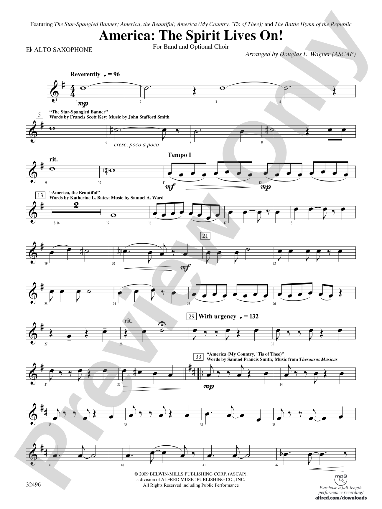 America: The Spirit Lives On! (for Band and Optional Choir): E-flat Alto Saxophone
