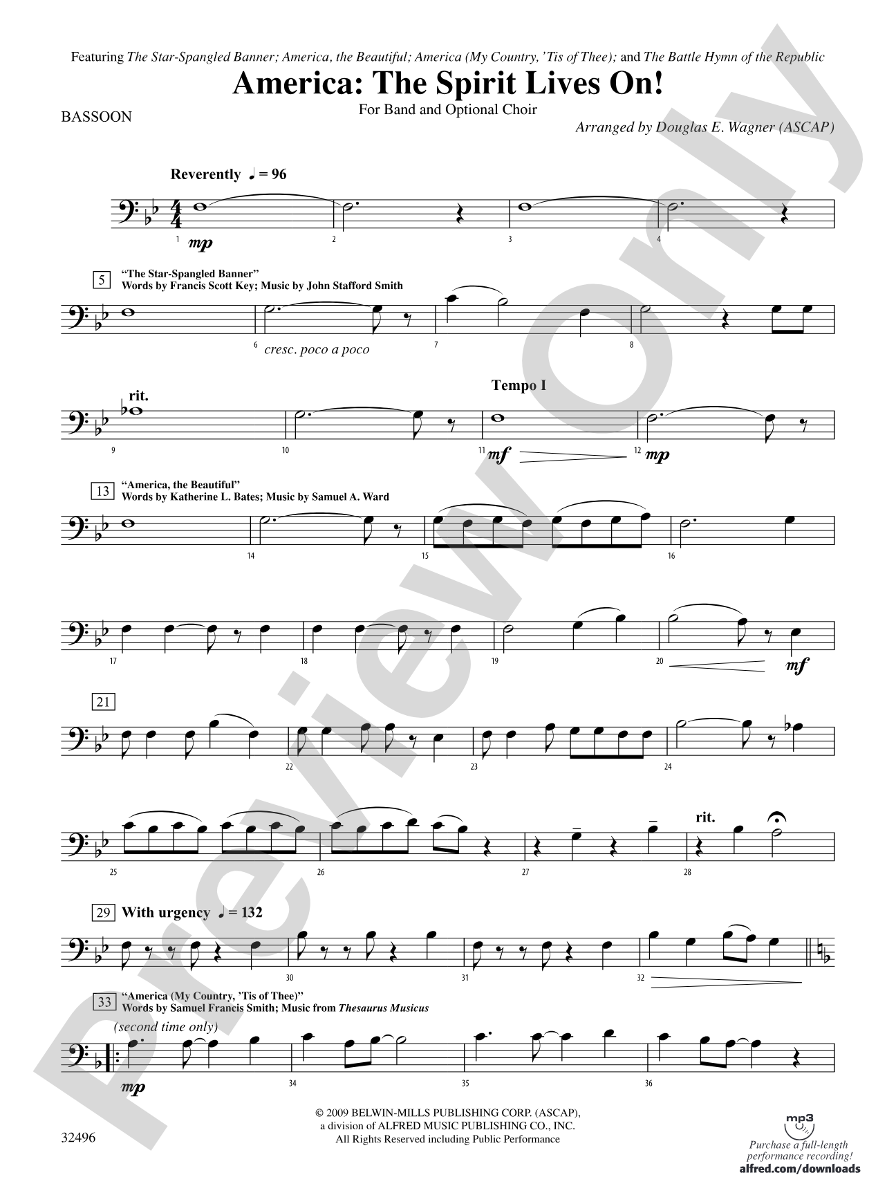 America: The Spirit Lives On! (for Band and Optional Choir): Bassoon