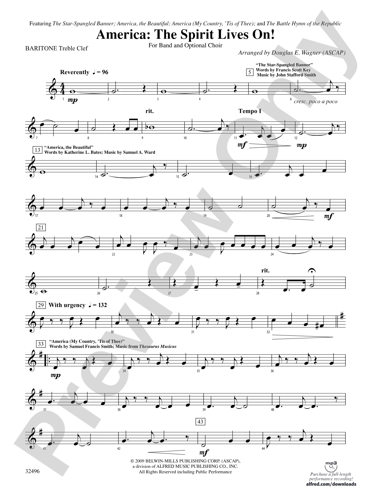 America: The Spirit Lives On! (for Band and Optional Choir): Baritone T.C.