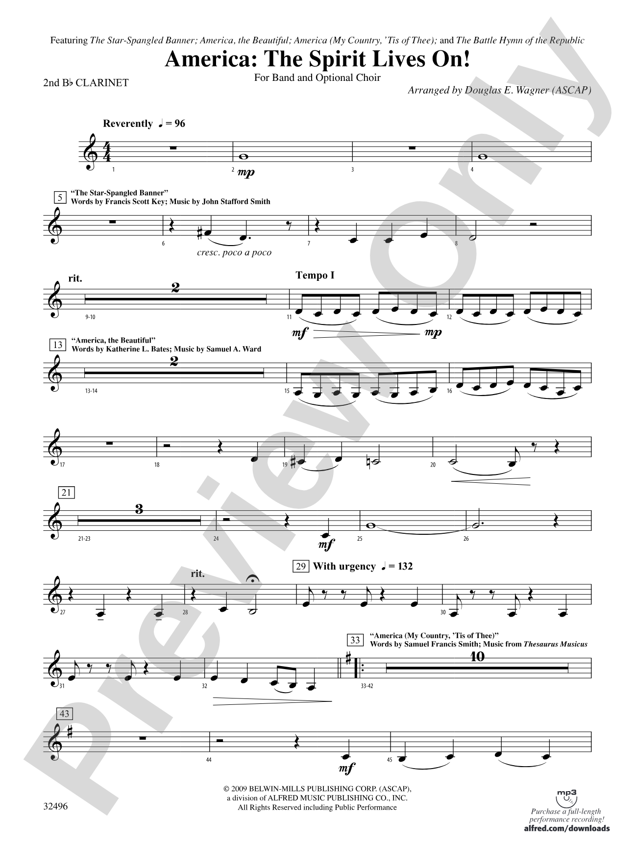 America: The Spirit Lives On! (for Band and Optional Choir): 2nd B-flat Clarinet