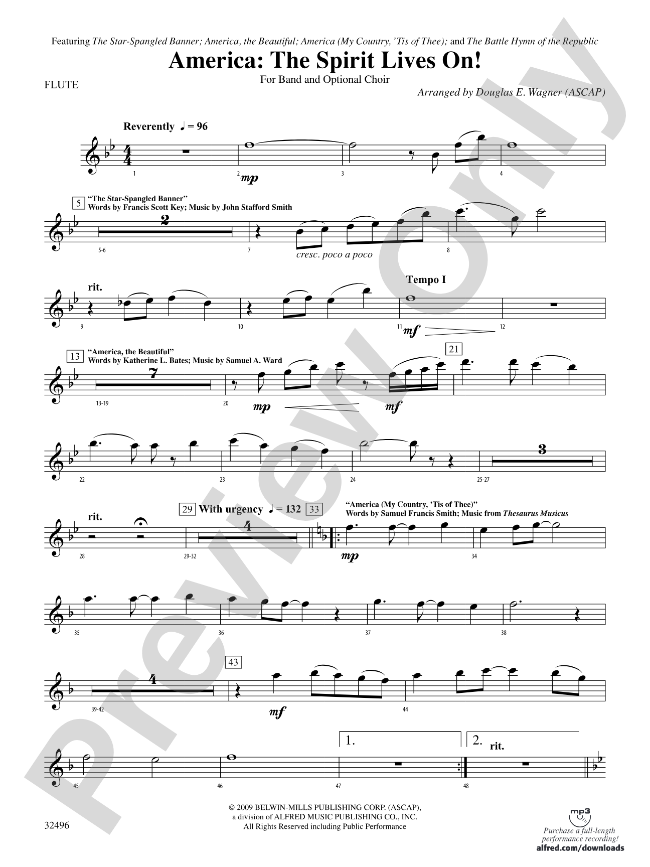 America: The Spirit Lives On! (for Band and Optional Choir): Flute