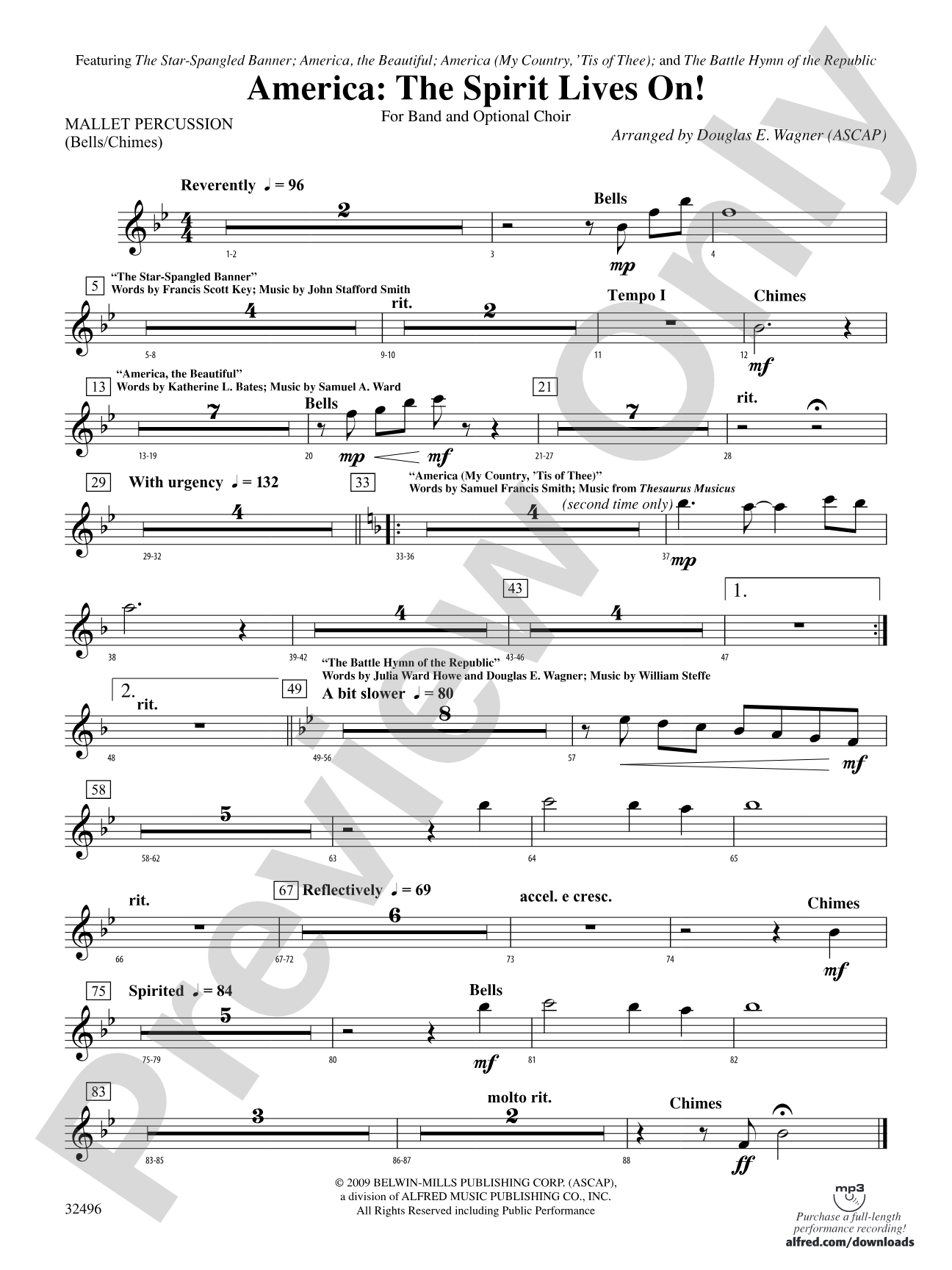 America: The Spirit Lives On! (for Band and Optional Choir): Mallets