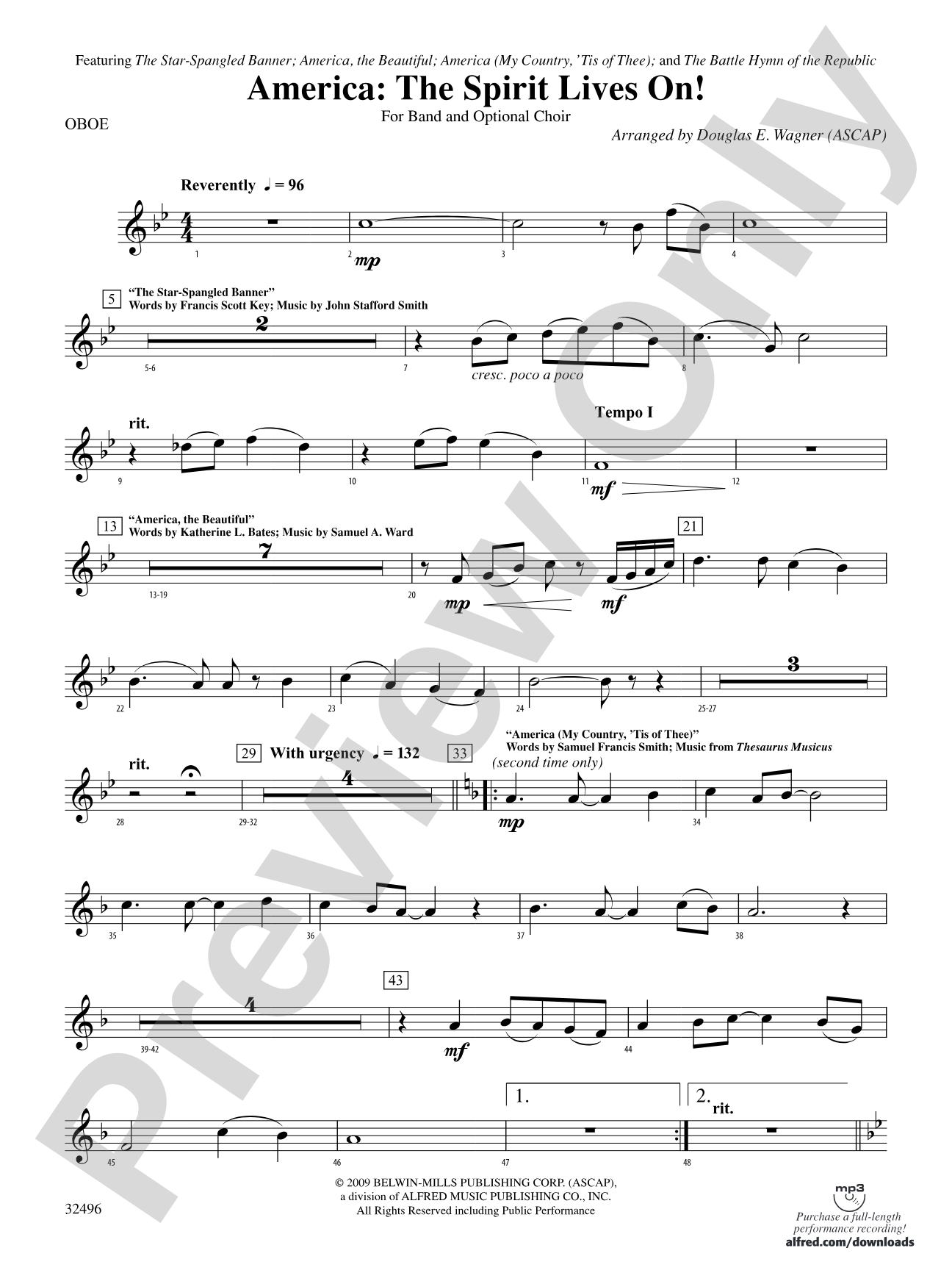 America: The Spirit Lives On! (for Band and Optional Choir): Oboe