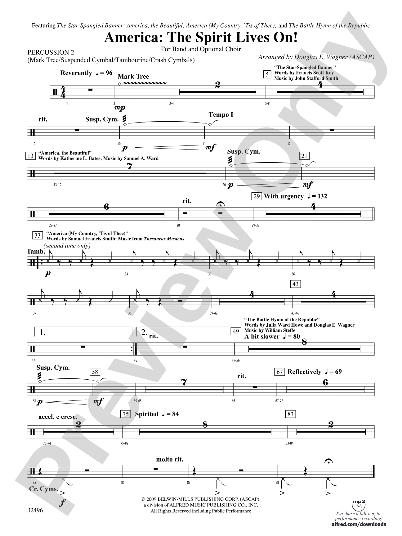 America: The Spirit Lives On! (for Band and Optional Choir): 2nd Percussion