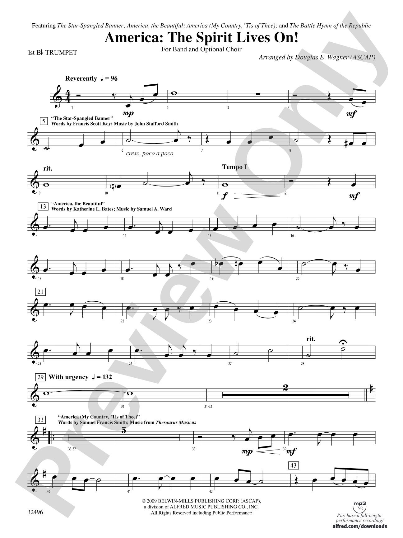 America: The Spirit Lives On! (for Band and Optional Choir): 1st B-flat Trumpet