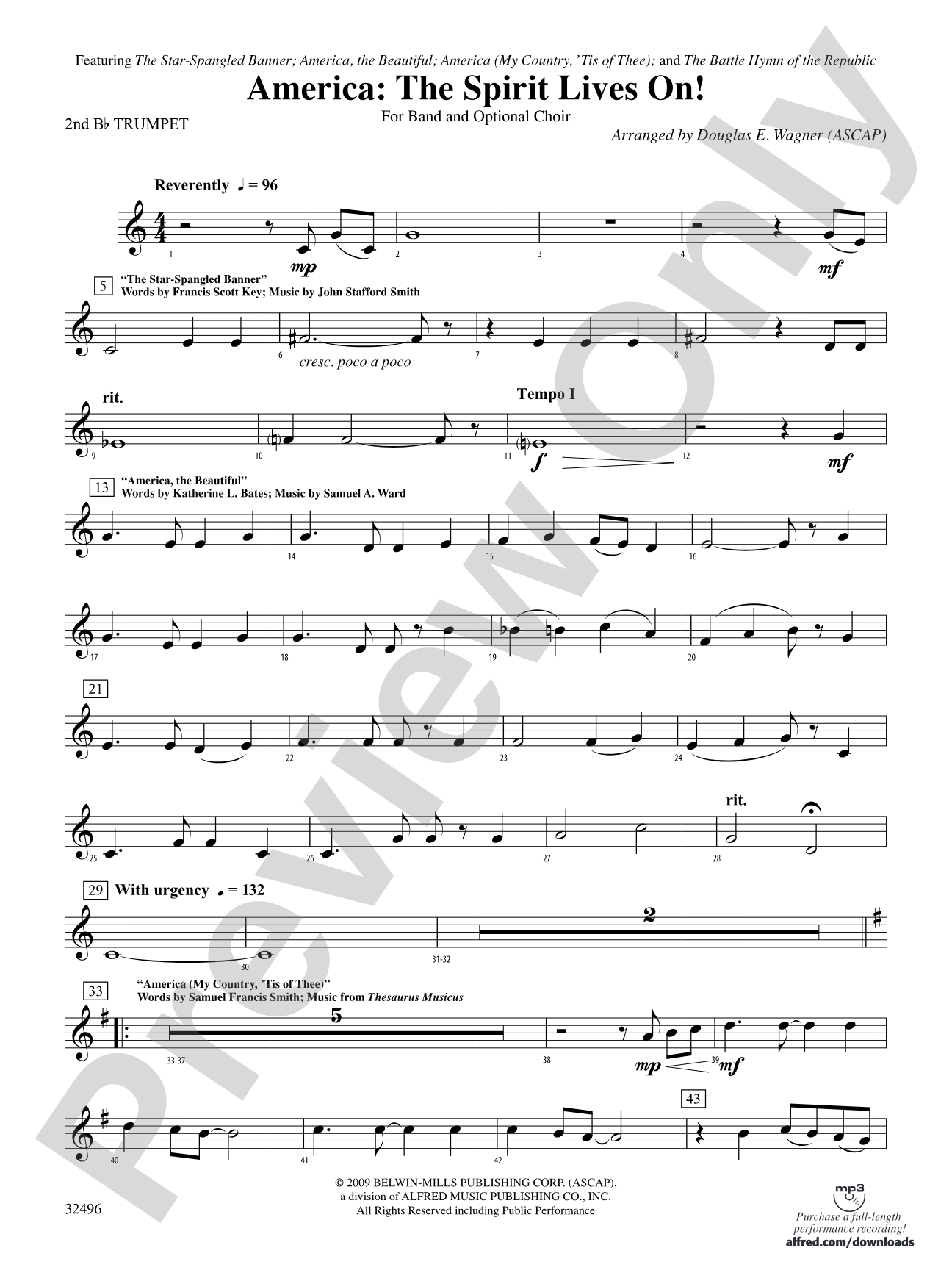 America: The Spirit Lives On! (for Band and Optional Choir): 2nd B-flat Trumpet