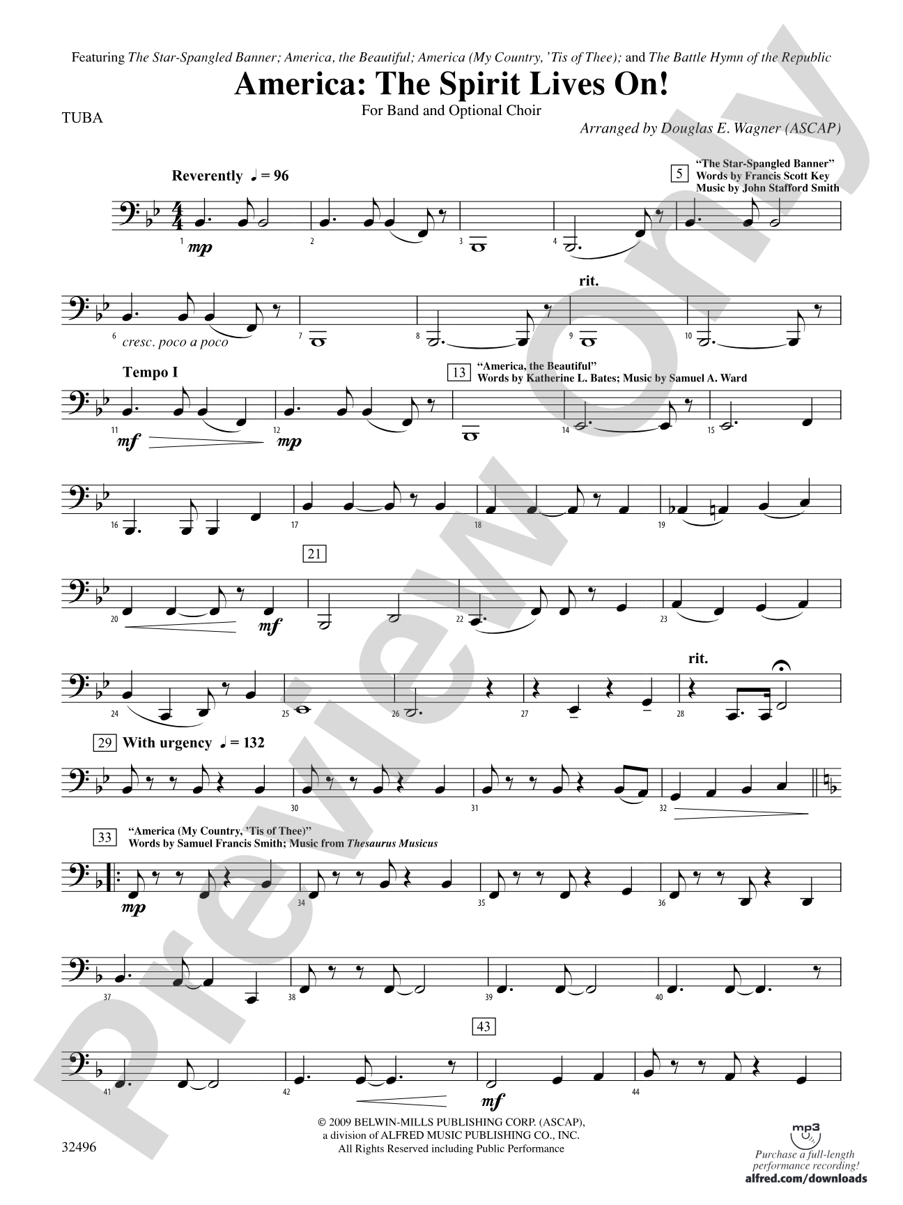 America: The Spirit Lives On! (for Band and Optional Choir): Tuba