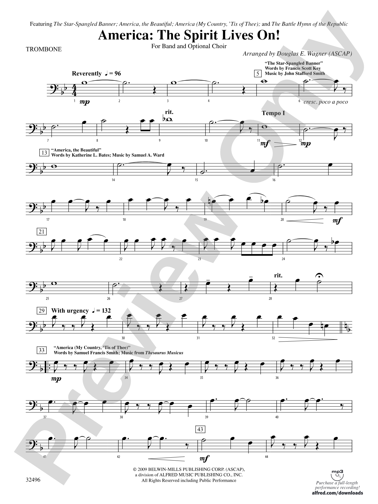 America: The Spirit Lives On! (for Band and Optional Choir): 1st Trombone