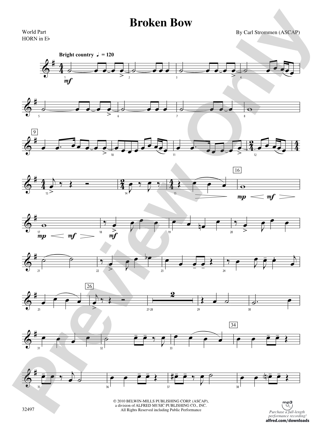 Broken Bow: (wp) 1st Horn in E-flat