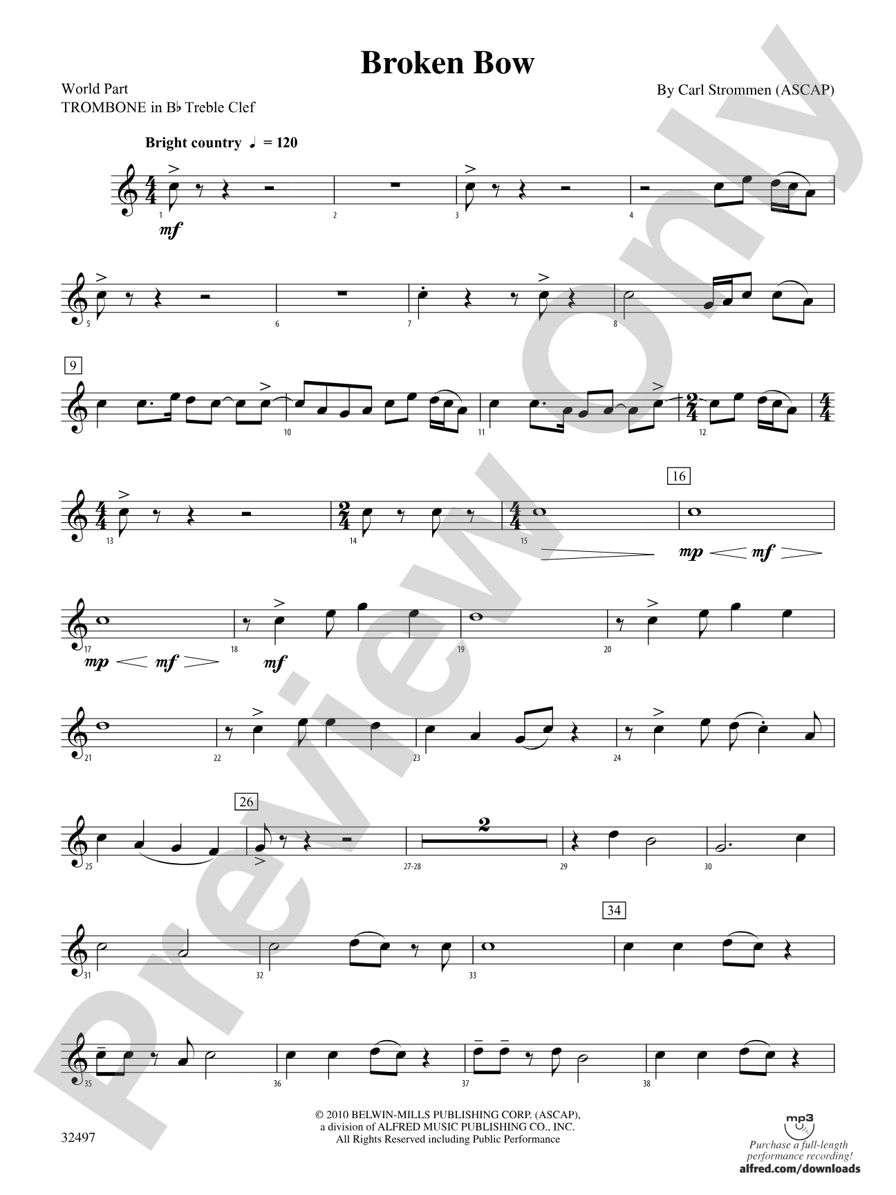 Broken Bow: (wp) 1st B-flat Trombone T.C.