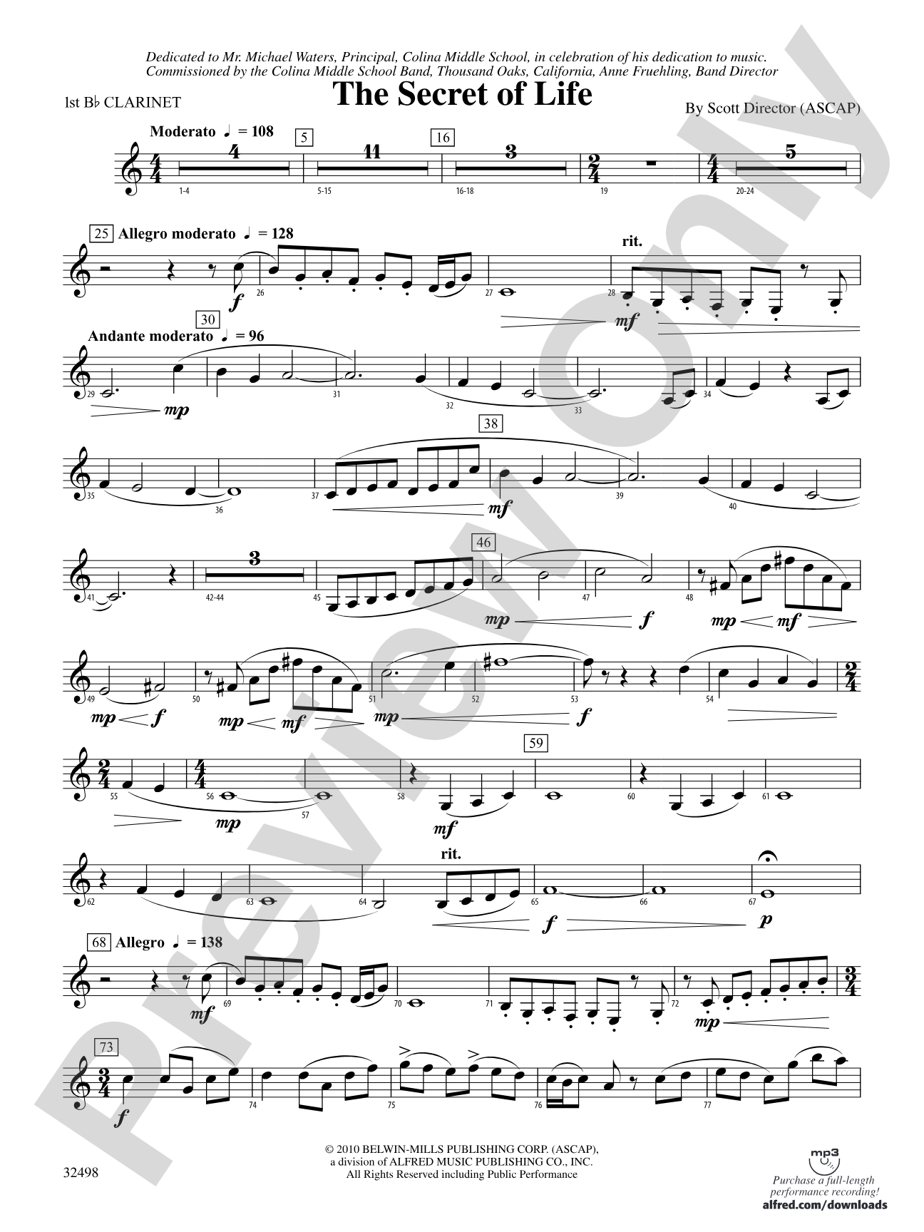 The Secret of Life: 1st B-flat Clarinet