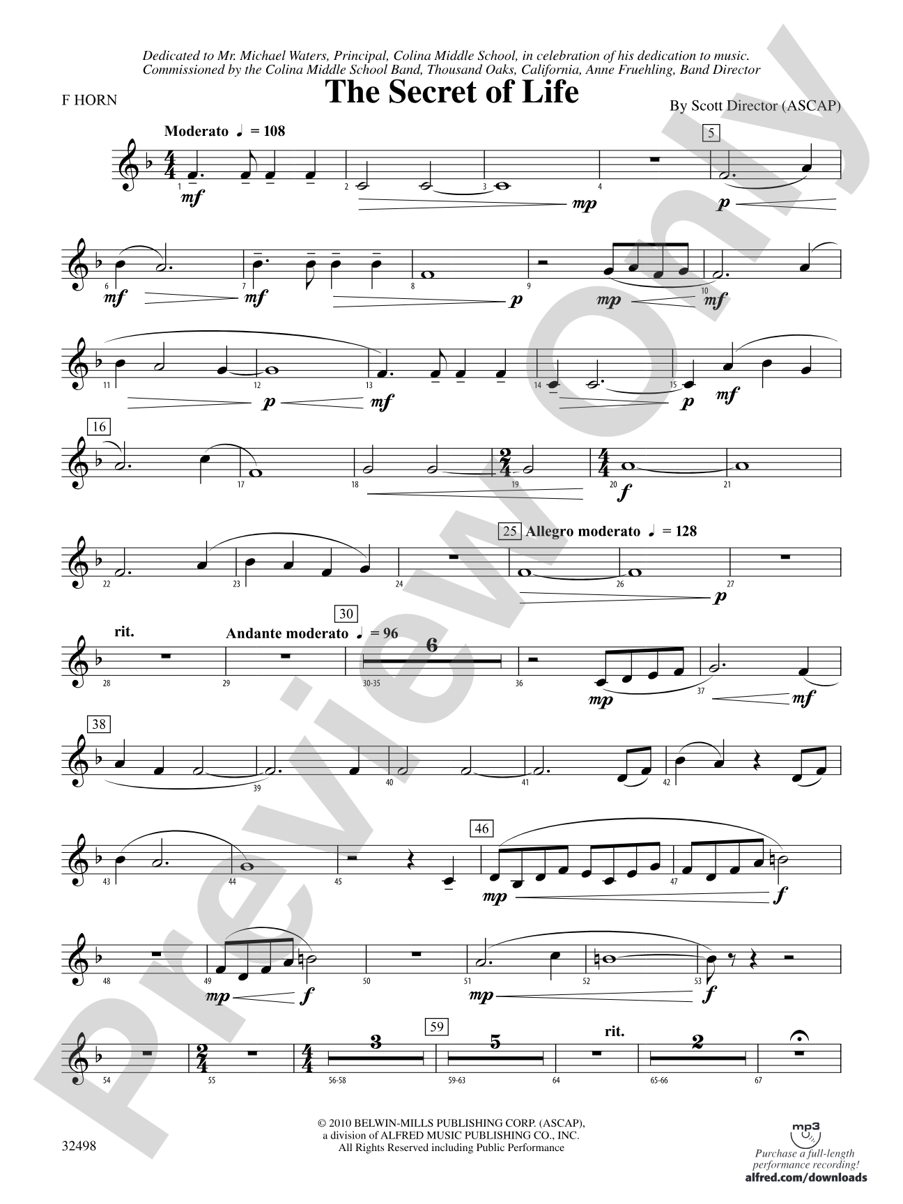 The Secret of Life: 1st F Horn