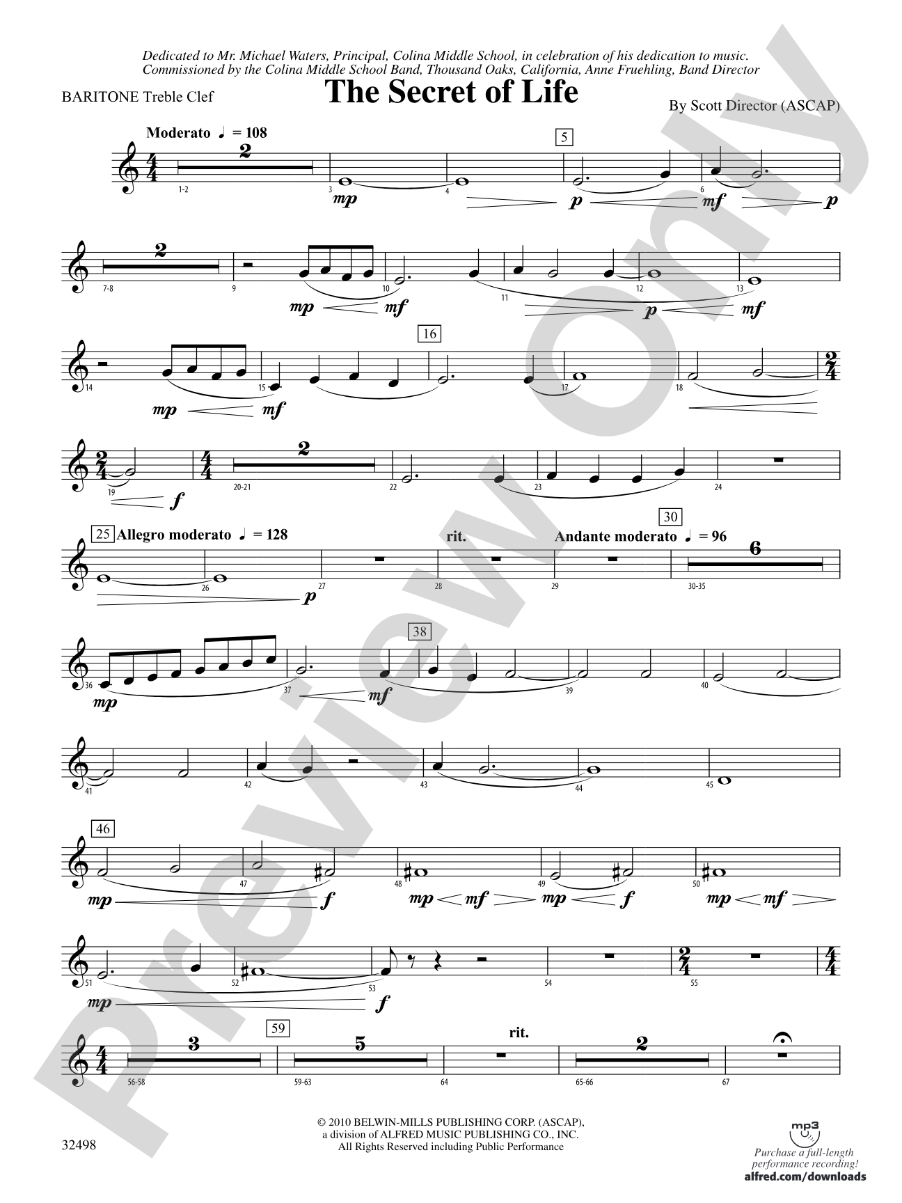 The Secret of Life: (wp) Baritone T.C.