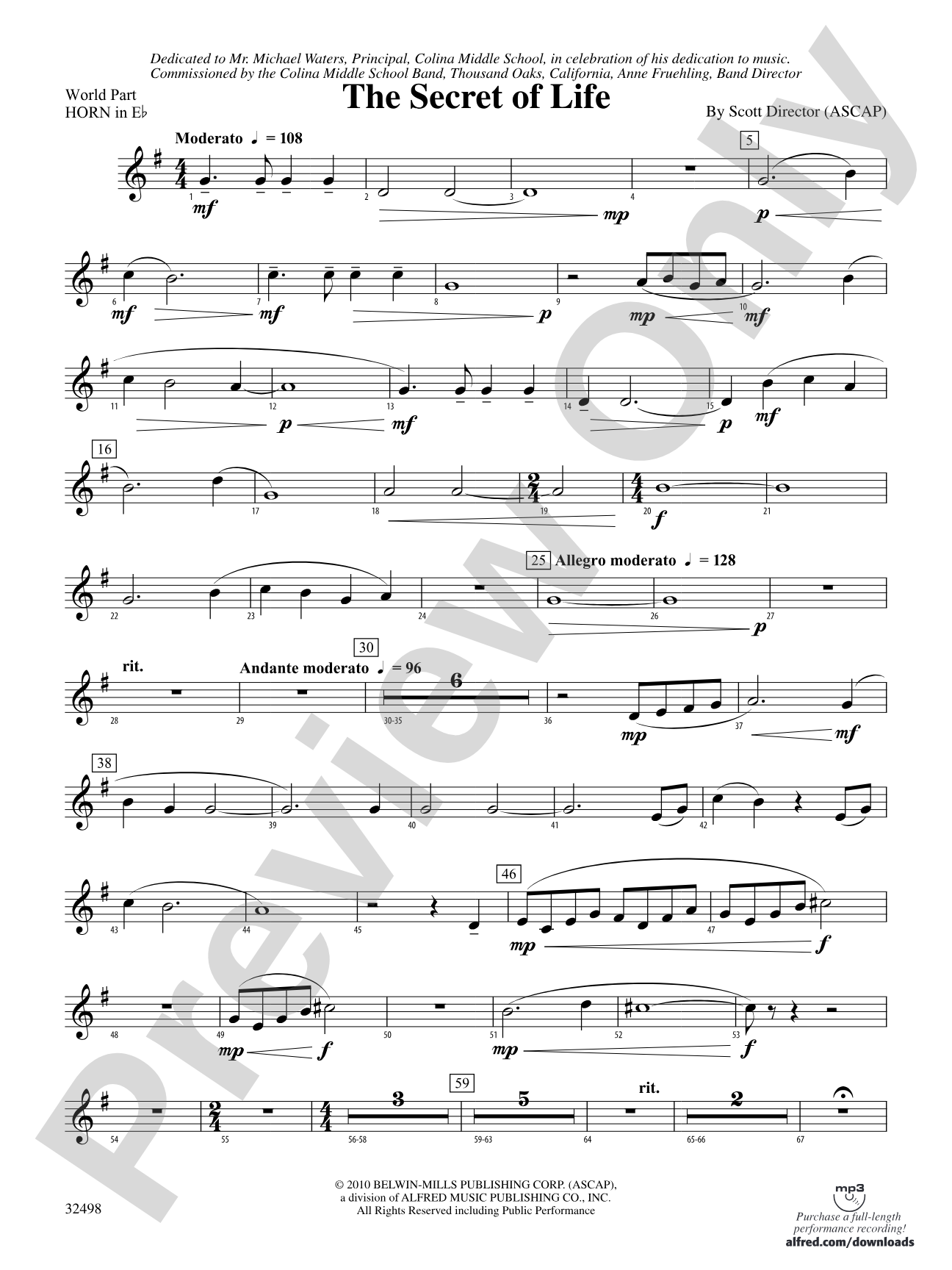 The Secret of Life: (wp) 1st Horn in E-flat