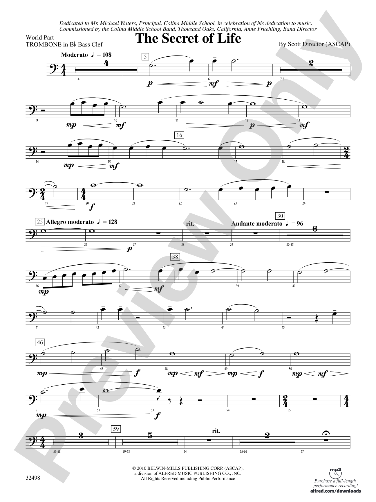 The Secret of Life: (wp) 1st B-flat Trombone B.C.